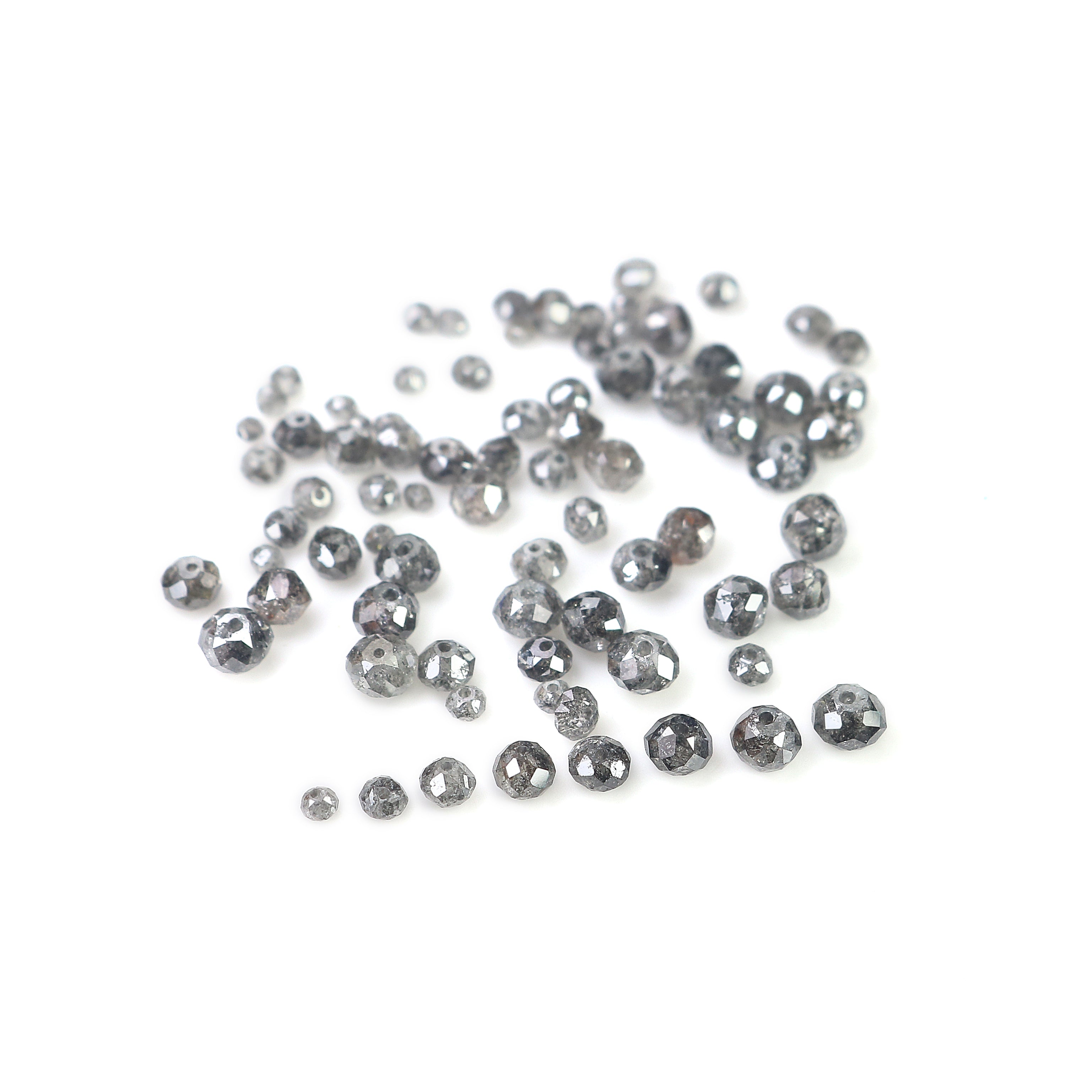 1.00 Ct scoop Natural Loose Bead Shape Diamond Salt And Pepper Bead Cut Diamond 1.50 to 3.10 MM Natural Black Grey Color Bead Diamond Q53