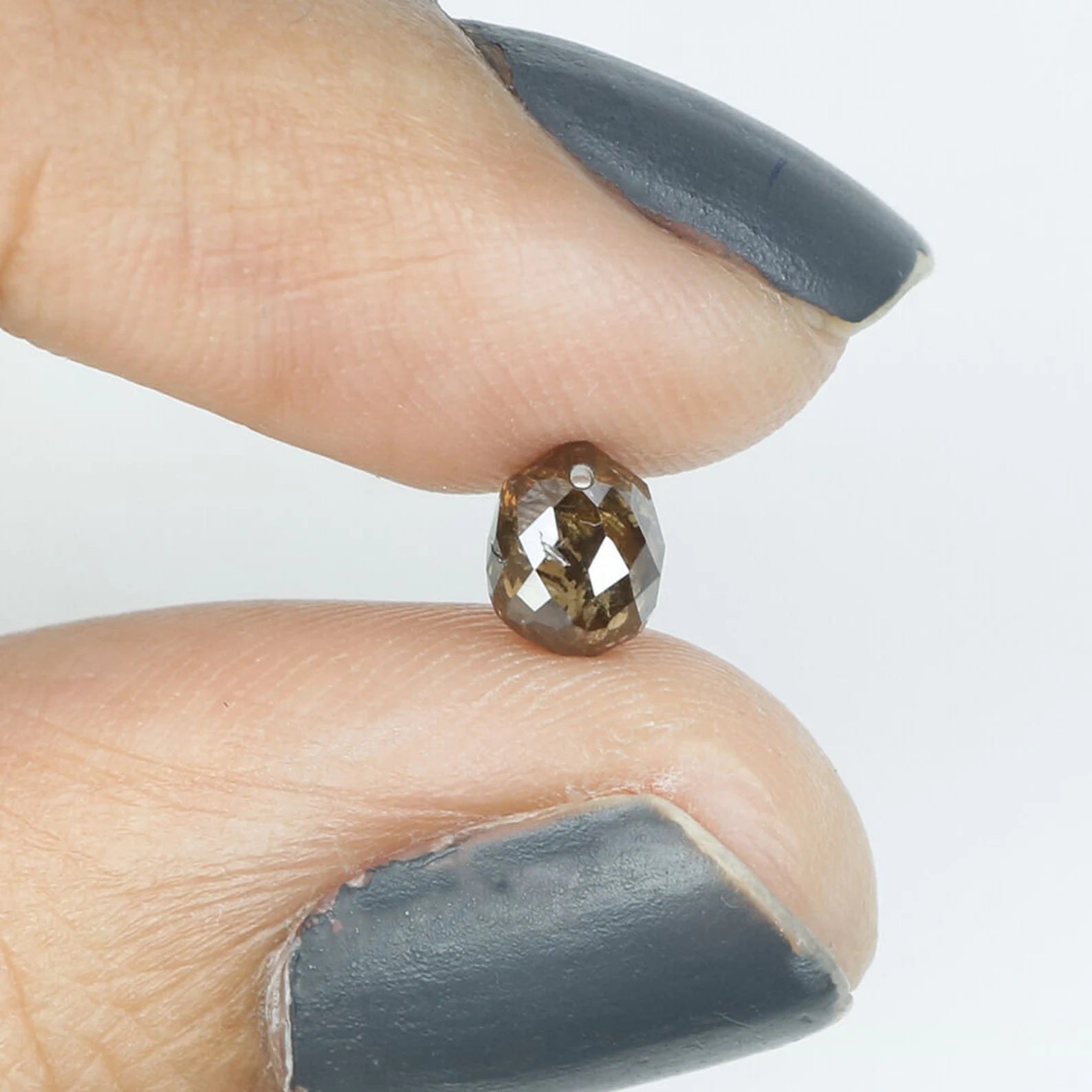 0.98 Ct Natural Loose Drop Shape Diamond Black Brown Color Briolette Cut Diamond 5.65 MM Natural Loose Diamond Drop Shape Diamond NQ462