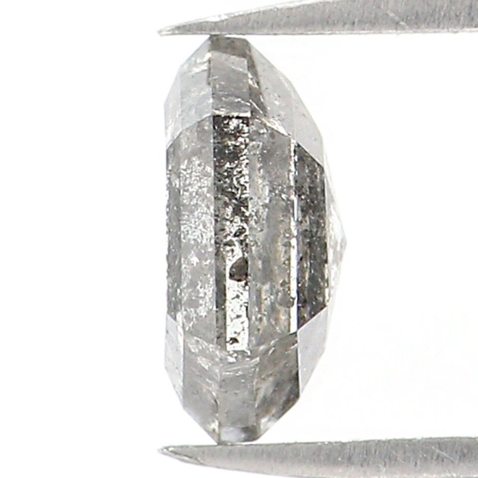 0.58 Ct Natural Loose Hexagon Shape Diamond Salt And Pepper Hexagon Diamond 5.70 MM Natural Black Grey Color Hexagon Rose Cut Diamond QN1564