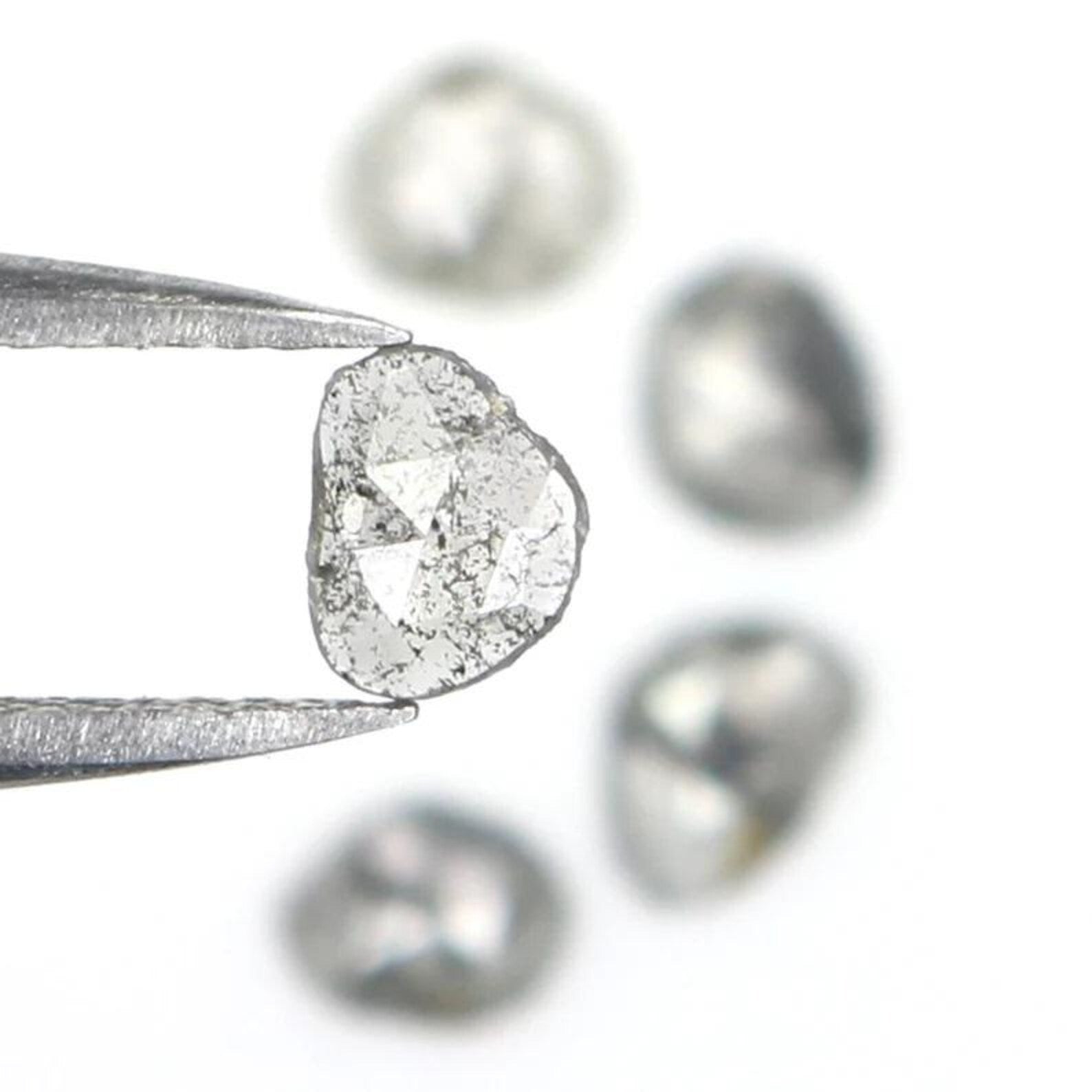 0.82 CT Natural Loose Slice Shape Diamond Salt And Pepper Slice Cut Diamond 4.60 MM Natural Black Grey Color Slice Rose Cut Diamond NQ2145