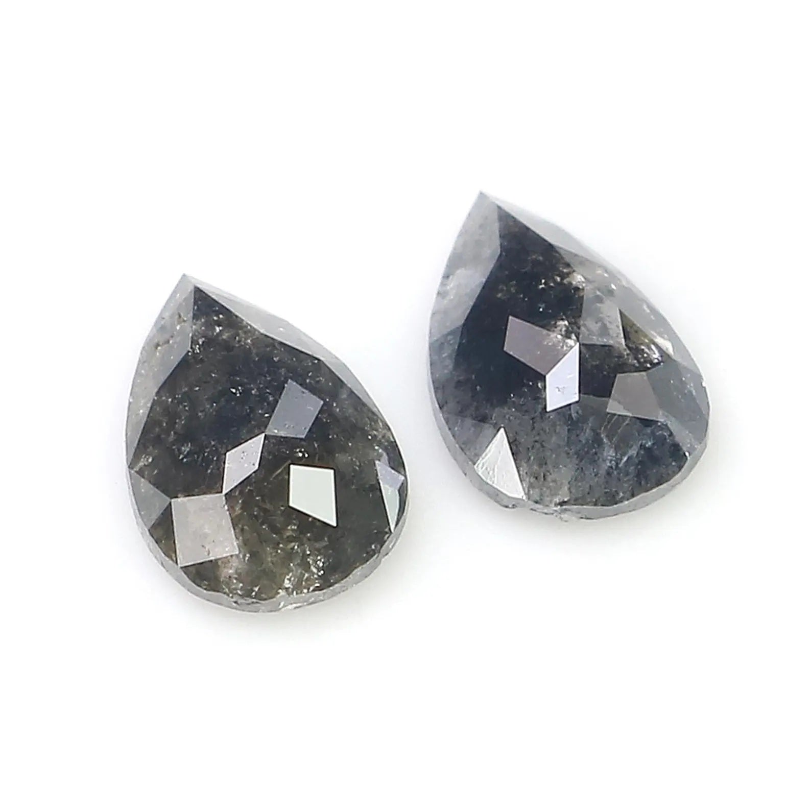 0.87 CT Natural Loose Pear Shape Diamond Salt And Pepper Diamond 6.35 MM Natural Loose Diamond Black Grey Color Pear Rose Cut Diamond NQ2279