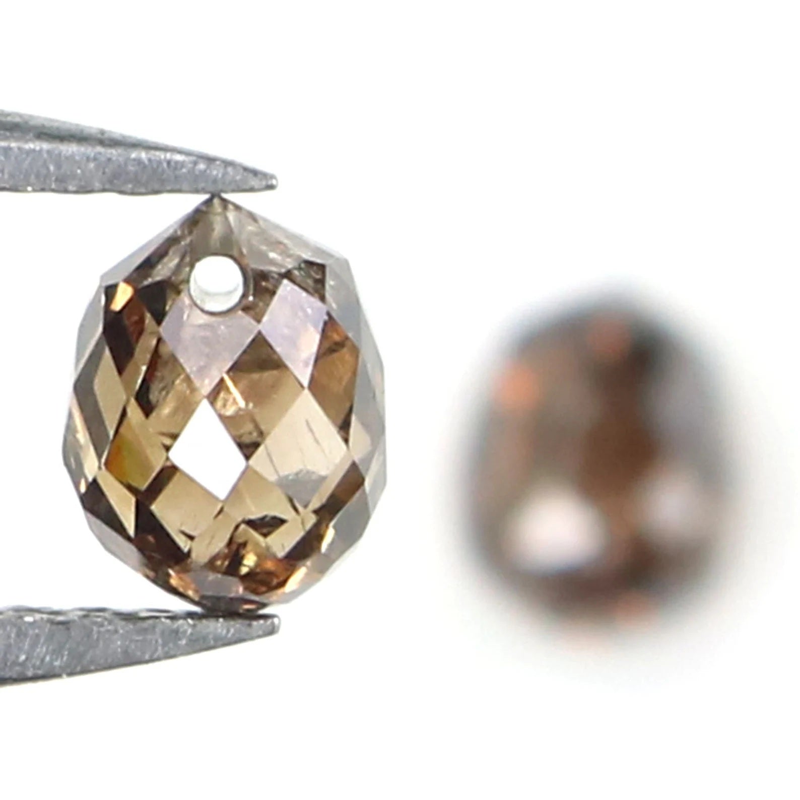 Natural Loose briolette Brown Color Diamond 1.34 CT 4.95 MM Drop Shape Rose Cut Diamond KDN840