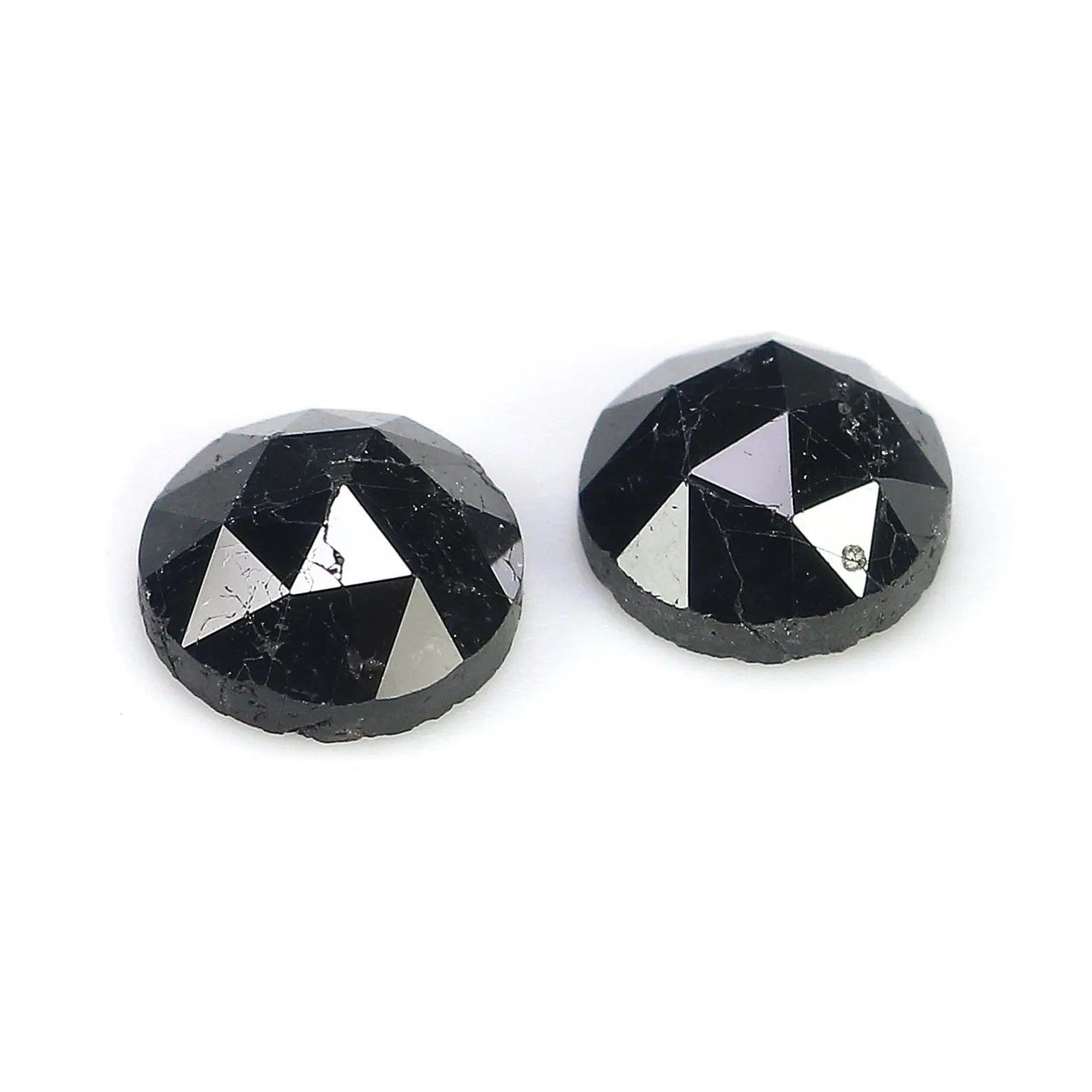 3.00 CT Natural Loose Round Shape Pair Diamond Black Color Round Diamond 7.20 MM Natural Diamond Black Color Round Rose Cut Diamond NQ1736