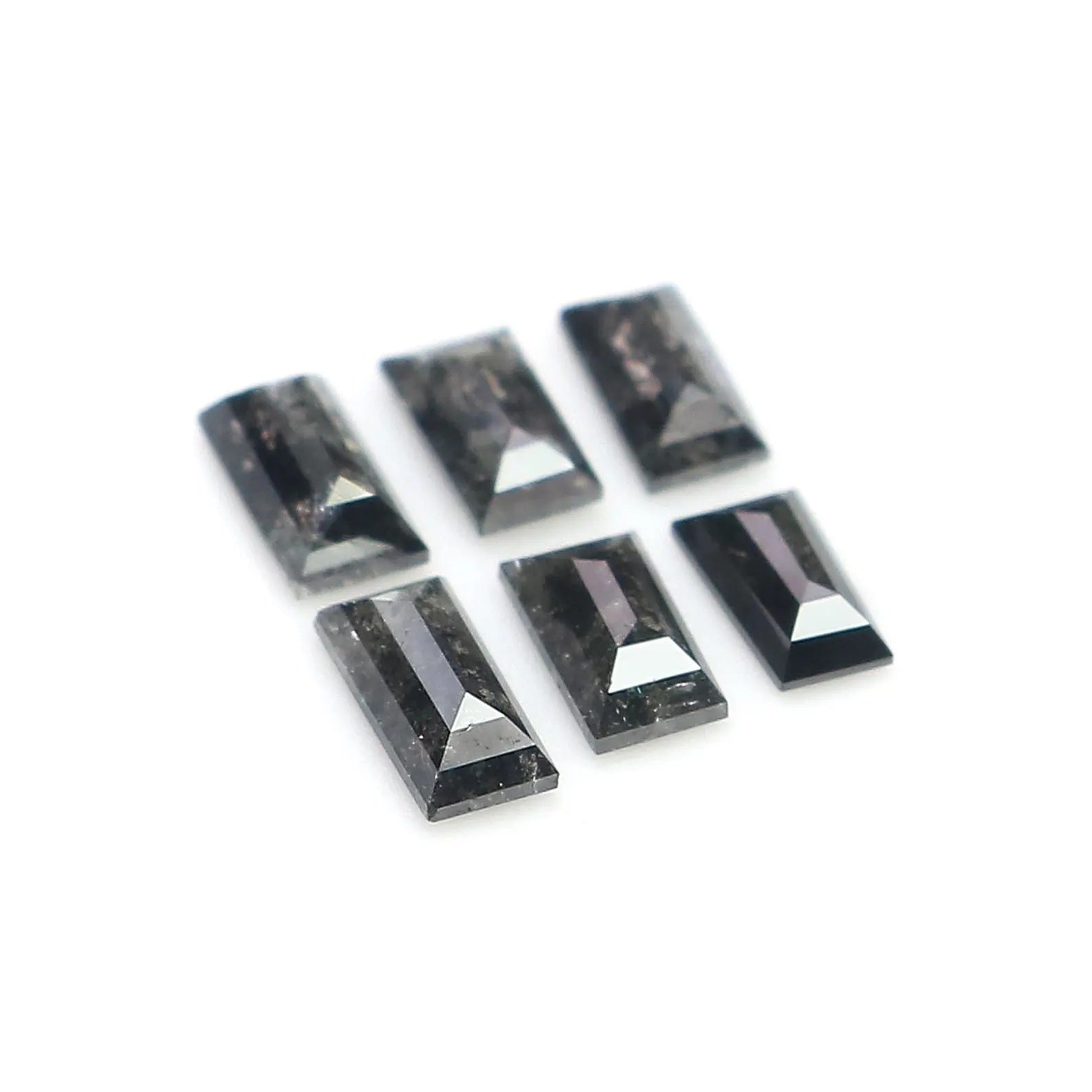 0.63 CT Natural Loose Baguette Diamond Salt And Pepper Baguette Diamond 4.10 MM Natural Black Grey Color Baguette Rose Cut Diamond NQ2413