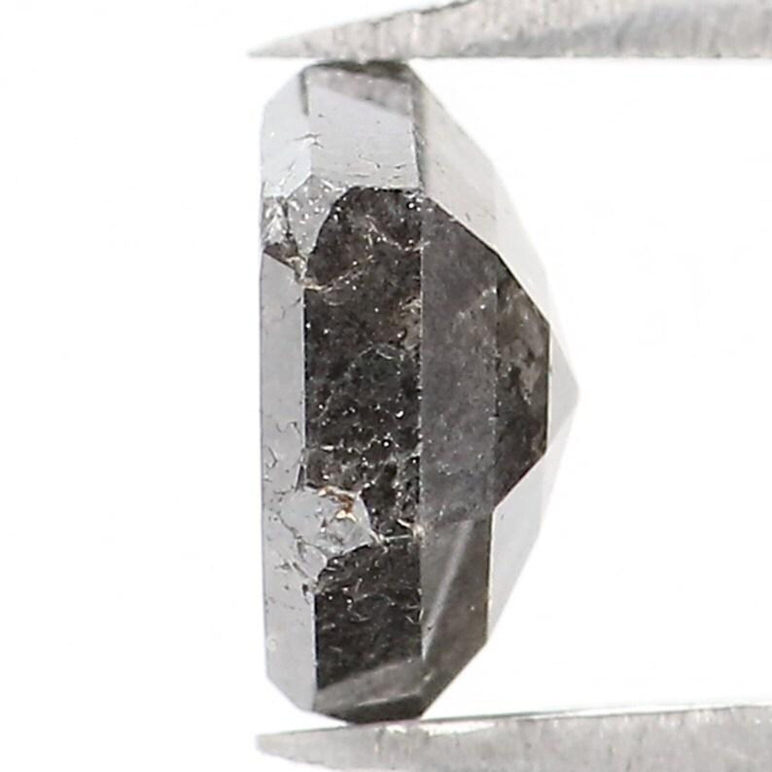 0.84 CT Natural Loose Hexagon Shape Diamond Salt And Pepper Hexagon Diamond 6.10 MM Natural Black Gray Color Hexagon Rose Cut Diamond NQ1584