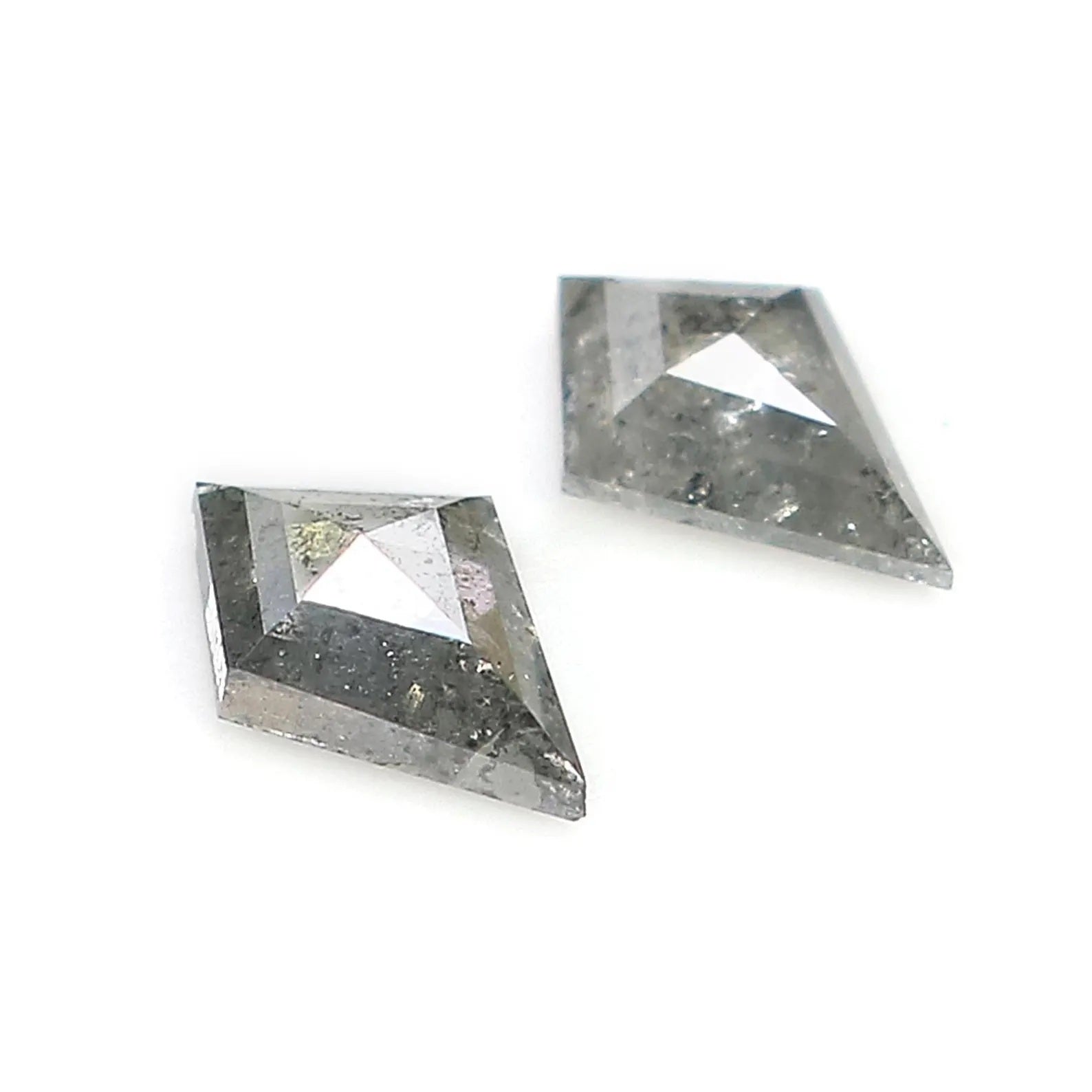 0.46 Ct Natural Loose Kite Shape Pair Diamond Salt And Pepper Kite Diamond 5.80 MM Natural Black Gray Color Kite Rose Cut Diamond NQ2341