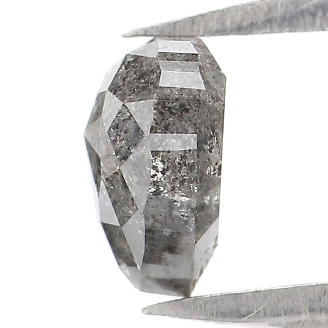 0.73 CT Natural Loose Heart Shape Diamond Salt And Pepper Heart Rose Cut Diamond 5.55 MM Black Grey Color Heart Rose Cut Diamond QL2469