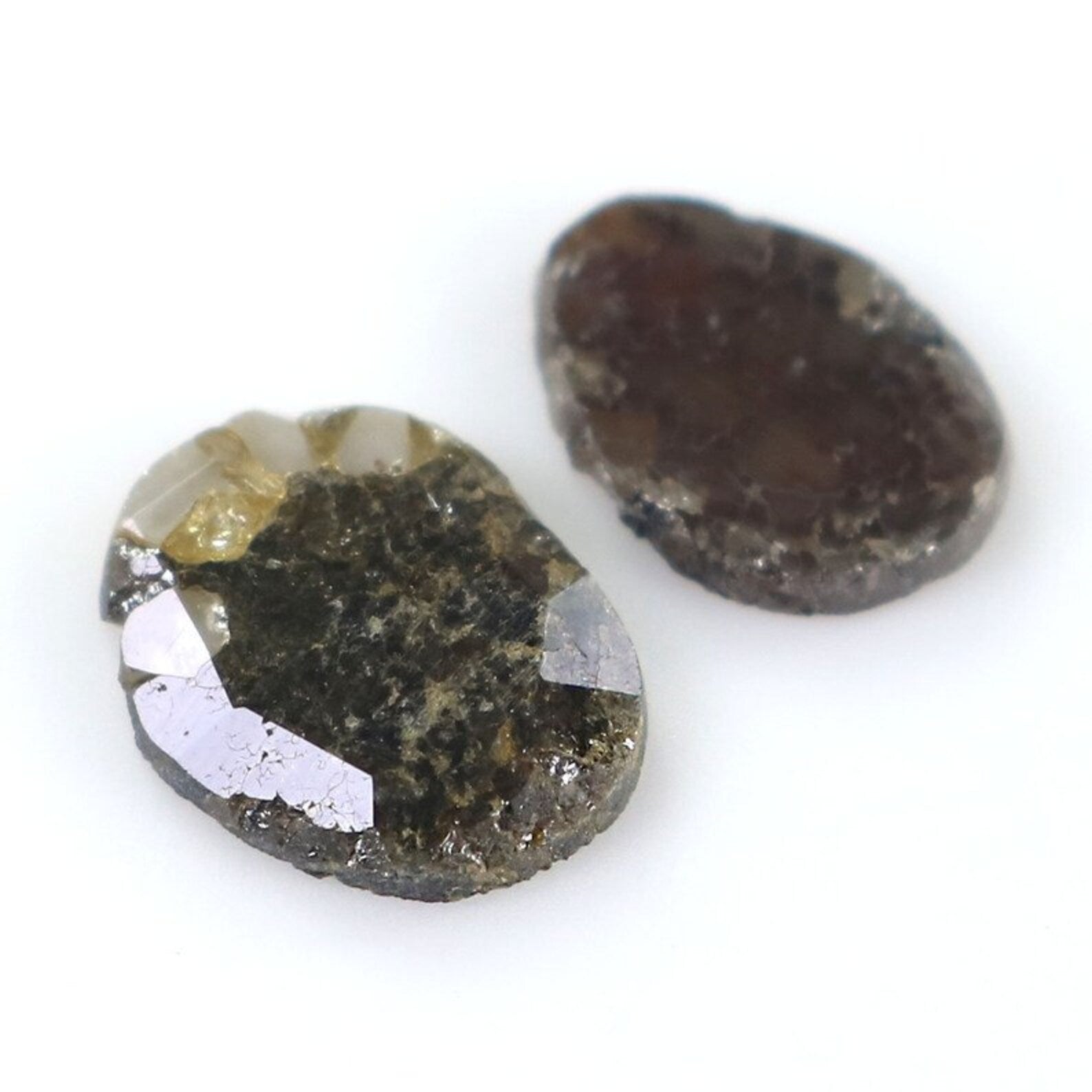 1.31 CT Natural Loose Slice Shape Diamond Salt And Pepper Irregular Cut Diamond 7.55 MM Natural Black Grey Color Slice Cut Diamond NQ2099