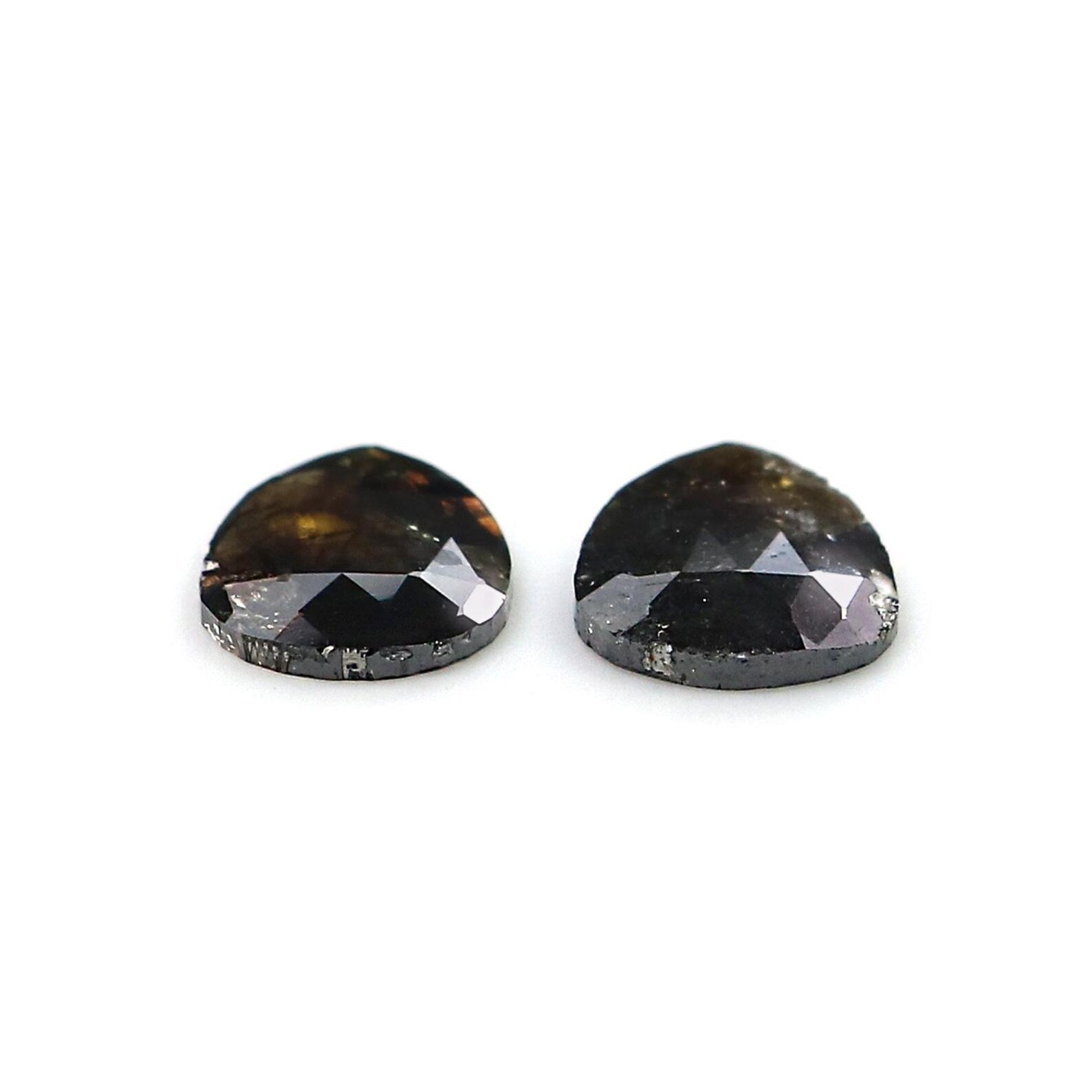 1.31 CT Natural Loose Pear Cut Pair Diamond Black Color Pear Shape Diamond 8.60 MM Natural Diamond Brown Color Pear Rose Cut Diamond NQ2548