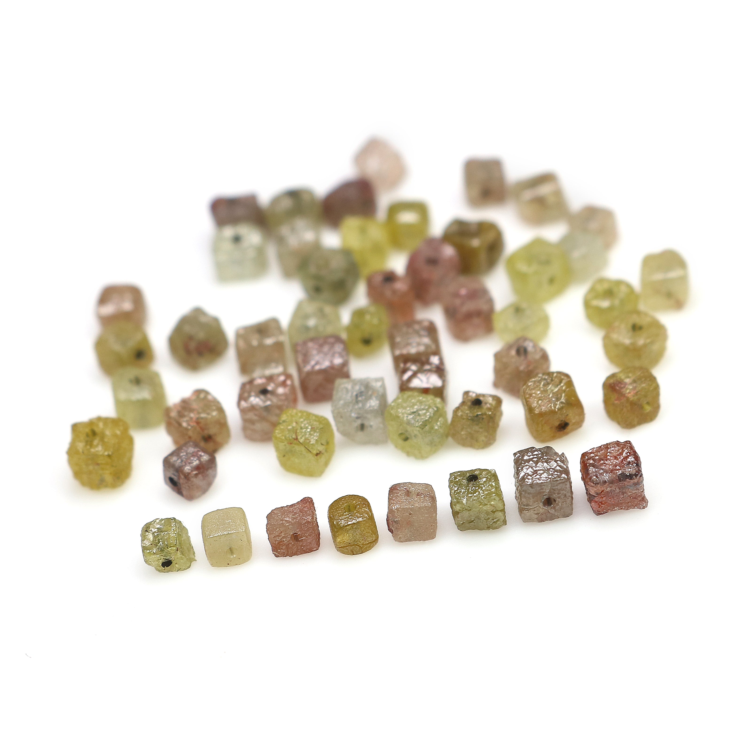 Natural Loose Rough Cube Diamond Mix Color Bead Cut Diamond 2.00 To 3.00 MM 1.00 Ct Lot Uncut Drilled Bead Rough Irregular Cut Diamond Q128