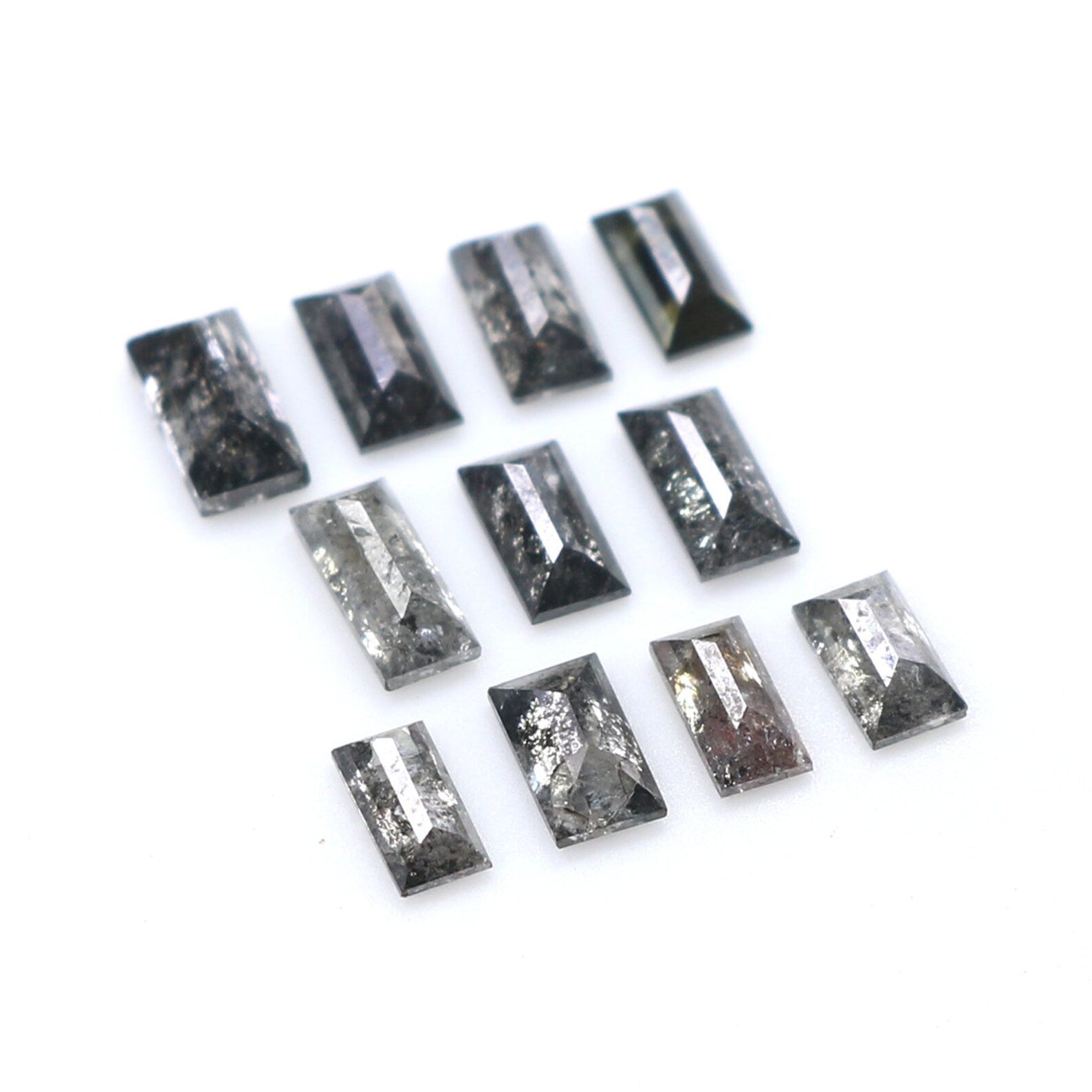 Natural Loose Baguette Salt And Pepper Diamond Black Grey Color 1.33 CT 3.50 MM Baguette Shape Rose Cut Diamond KDN1895