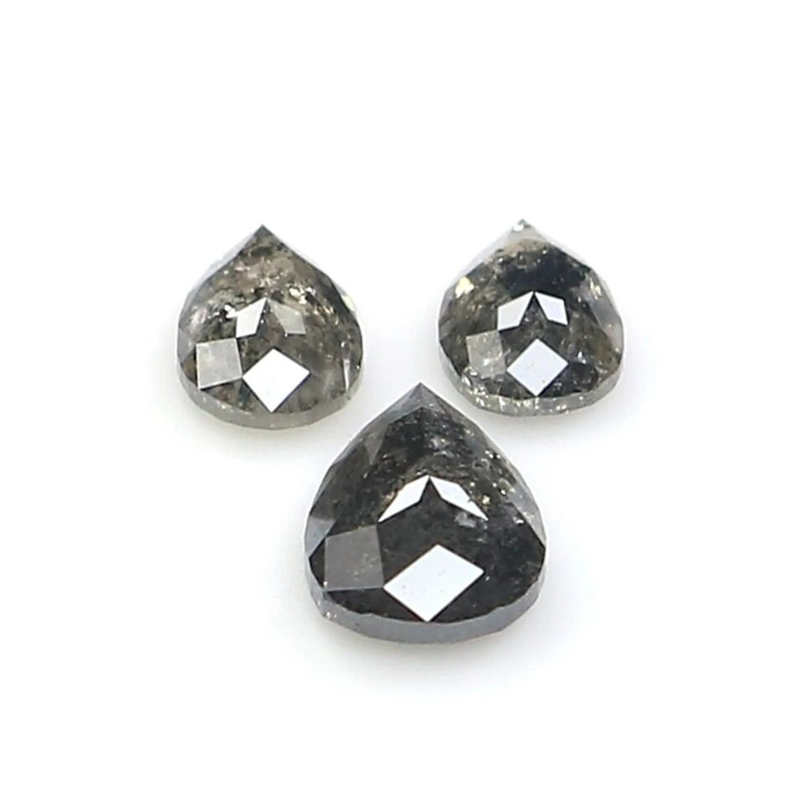 0.93 CT Natural Loose Pear Cut Diamond Salt And Pepper Pear Cut Diamond 6.25 MM Natural Black Grey Color Pear Shape Rose Cut Diamond NQ2427