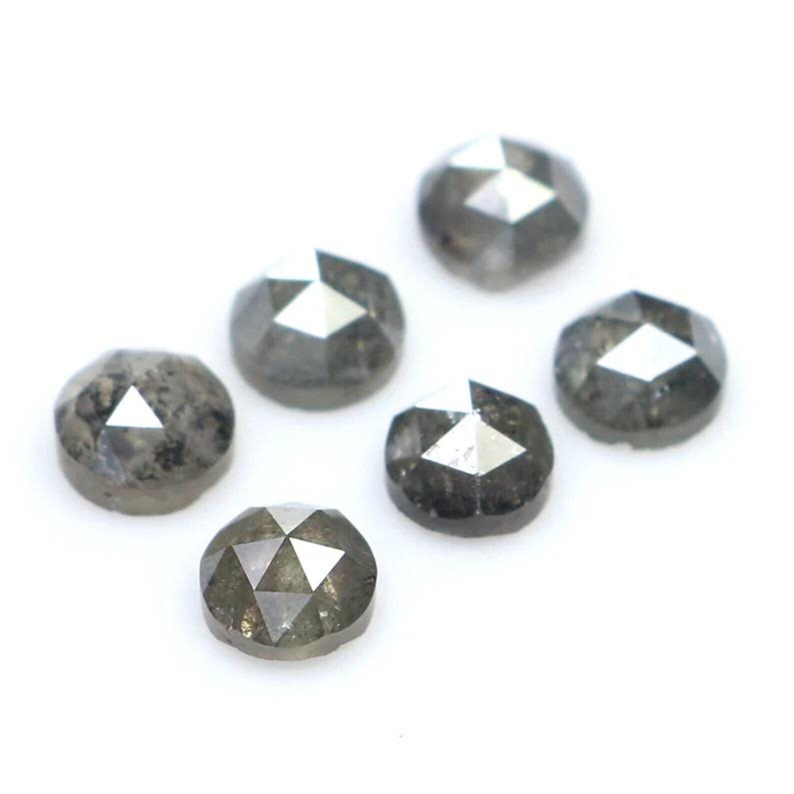 1.52 CT Natural Loose Round Shape Diamond Salt And Pepper Round Diamond 3.45 MM Natural Loose Black Gray Color Round Rose Cut Diamond NQ2091