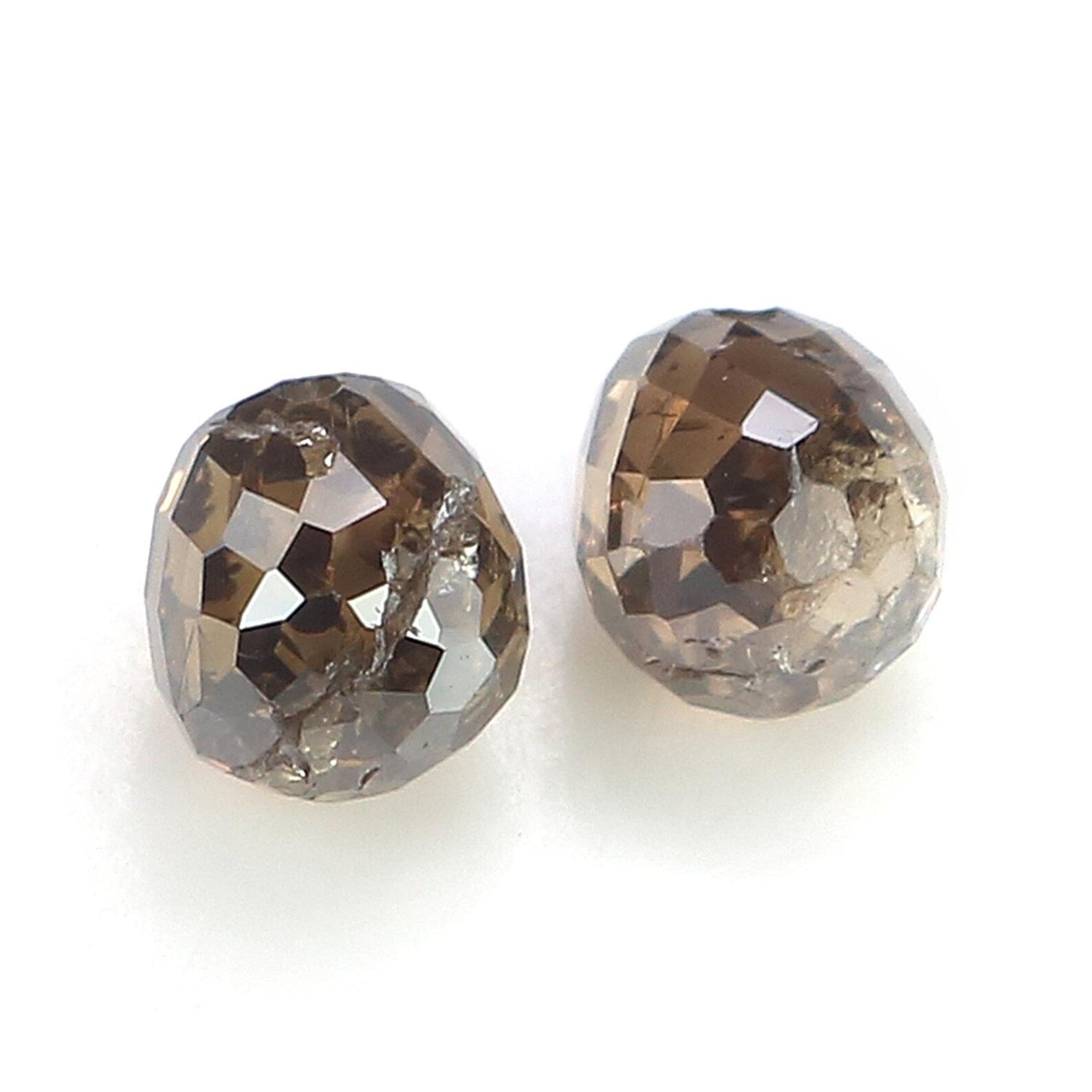 1.07 CT Natural Loose Drop Shape Pair Diamond Brown Color briolette Diamond 4.50 MM Natural Diamond Brown Color Drop Rose Cut Diamond NQ867