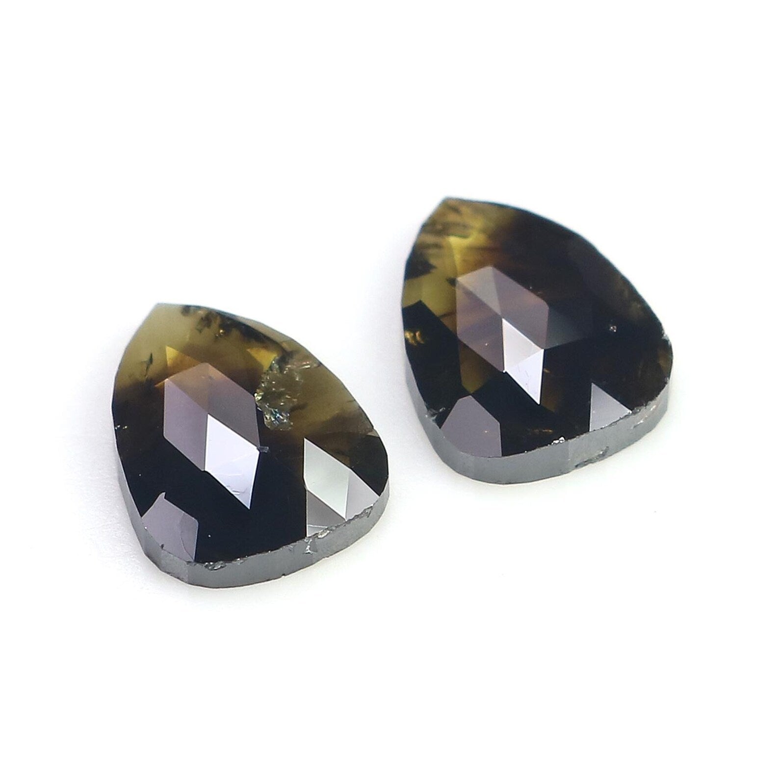 2.06 CT Natural Loose Pear Shape Pair Diamond Black Color Pear Cut Diamond 8.20 MM Natural Black Brown Color Pear Rose Cut Diamond NQ8226
