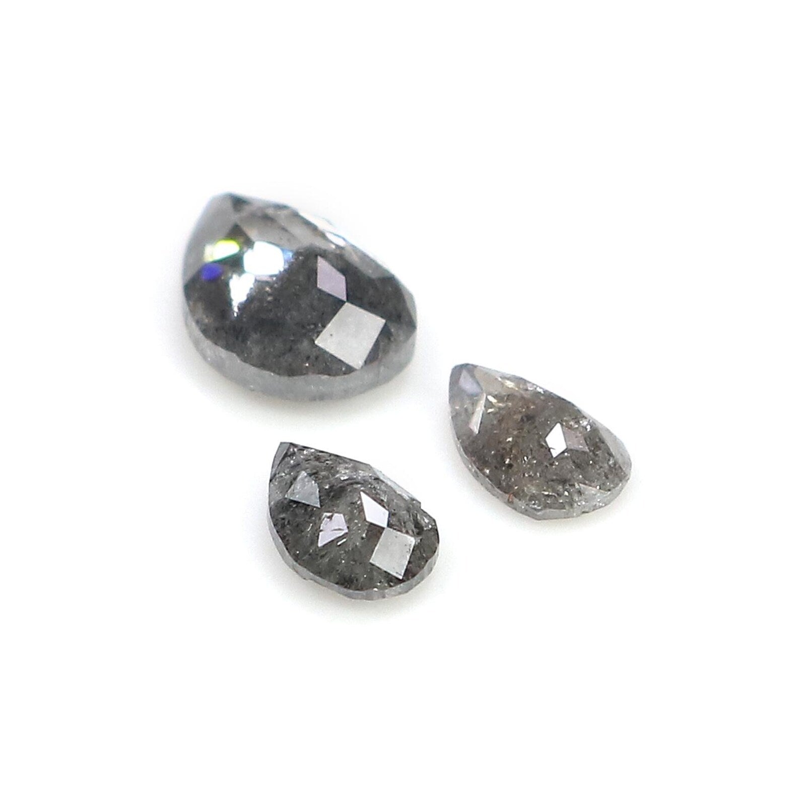 0.92 CT Natural Loose Pear Shape Diamond Salt And Pepper Pear Diamond 6.35 MM Natural Diamond Black Grey Color Pear Rose Cut Diamond NQ2428