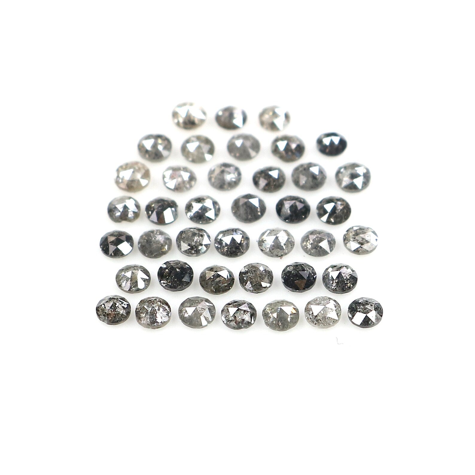 1.42 CT Natural Loose Round Shape Diamond Salt And Pepper Diamond 1.85 MM Natural Diamond Black Grey Color Round Rose Cut Diamond NQ2494