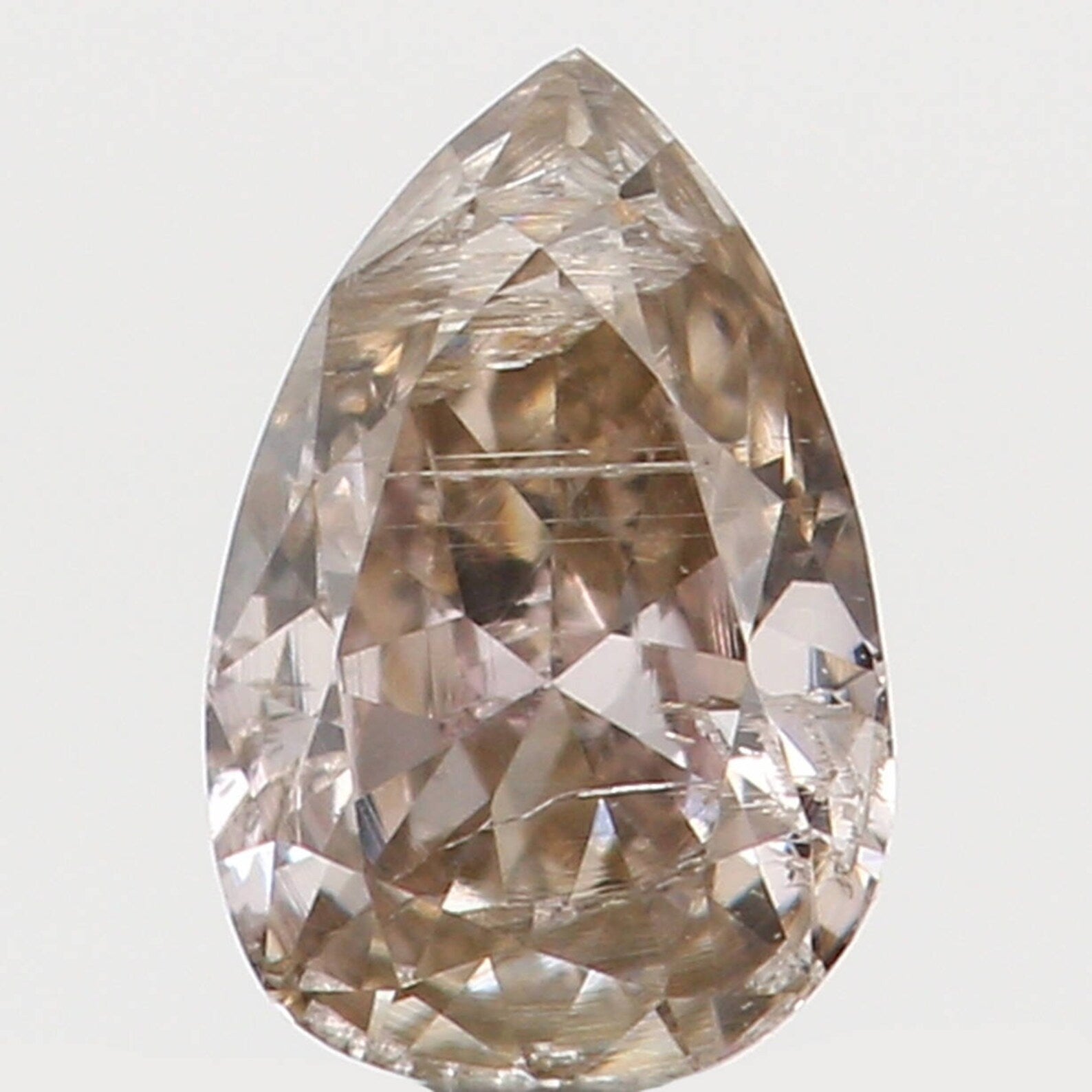 0.14 Ct Natural Loose Diamond Pear Brown Color I2 Clarity 4.10 MM N7488