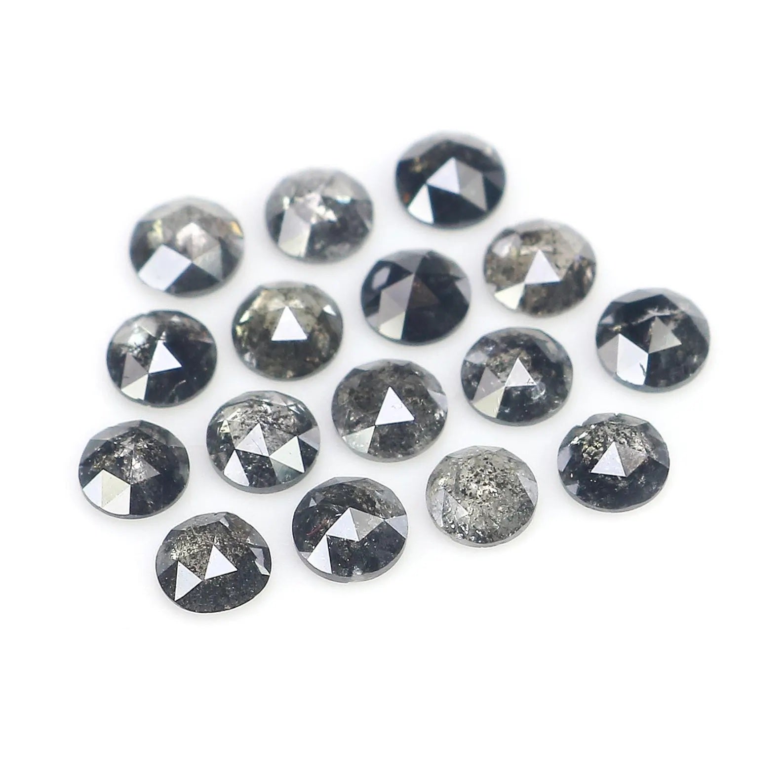 1.50 CT Natural Loose Rose Cut Diamond Salt And Pepper Diamond 2.70 MM Natural Loose Diamond Black Grey Color Round Rose Cut Diamond NQ1793
