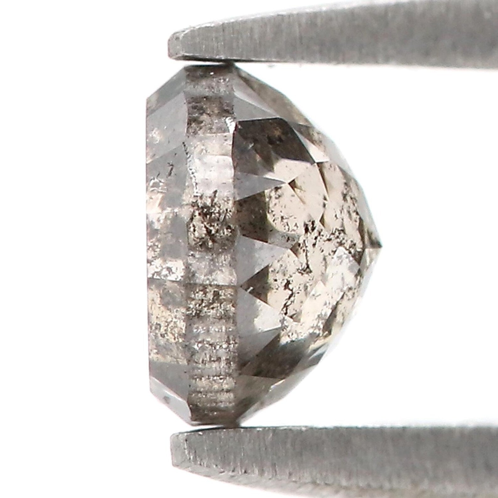 0.85 Ct Natural Loose Round Shape Diamond Salt And Pepper Round Cut Diamond 5.30 MM Natural Black Gray Color Round Rose Cut Diamond NQ9686