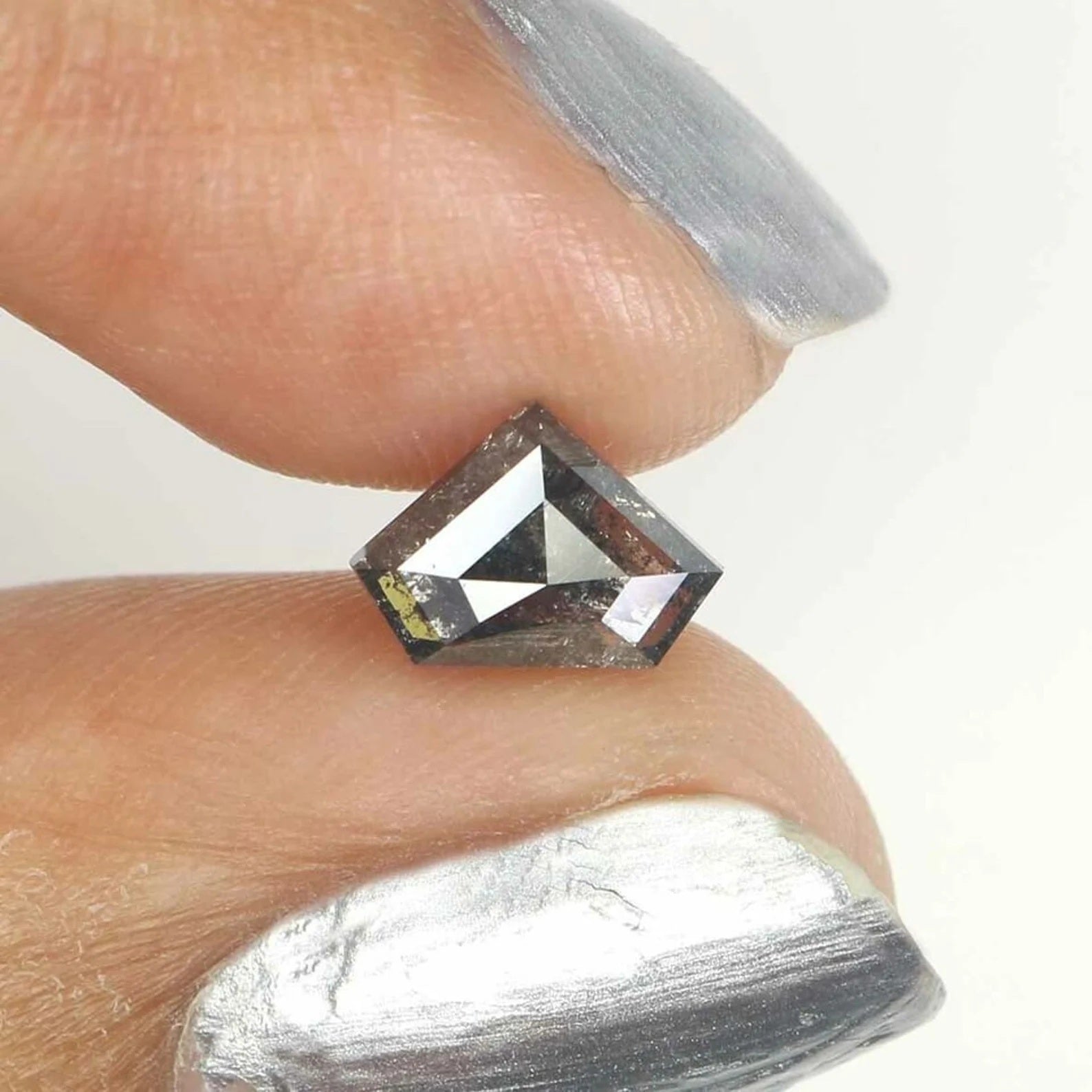 0.90 CT Natural Loose Shield Shape Diamond Salt And Pepper Shield Cut Diamond 5.55 MM Natural Loose Diamond Black Grey Shield Diamond QN767
