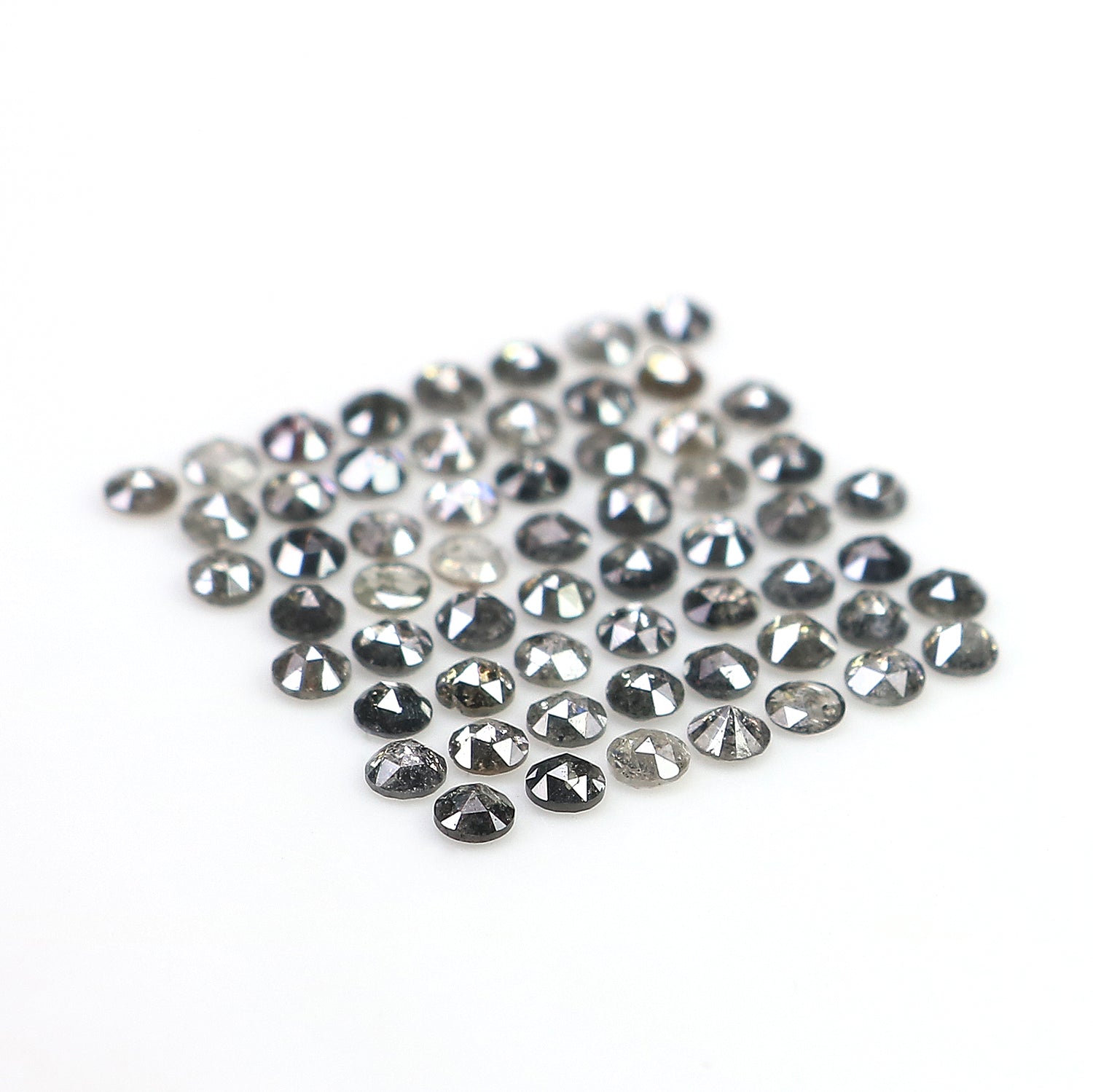 2.13 Ct Natural Loose Round Shape Diamond Salt And Pepper Diamond 1.90 MM Natural Diamond Black Grey Color Round Rose Cut Diamond LQ3035