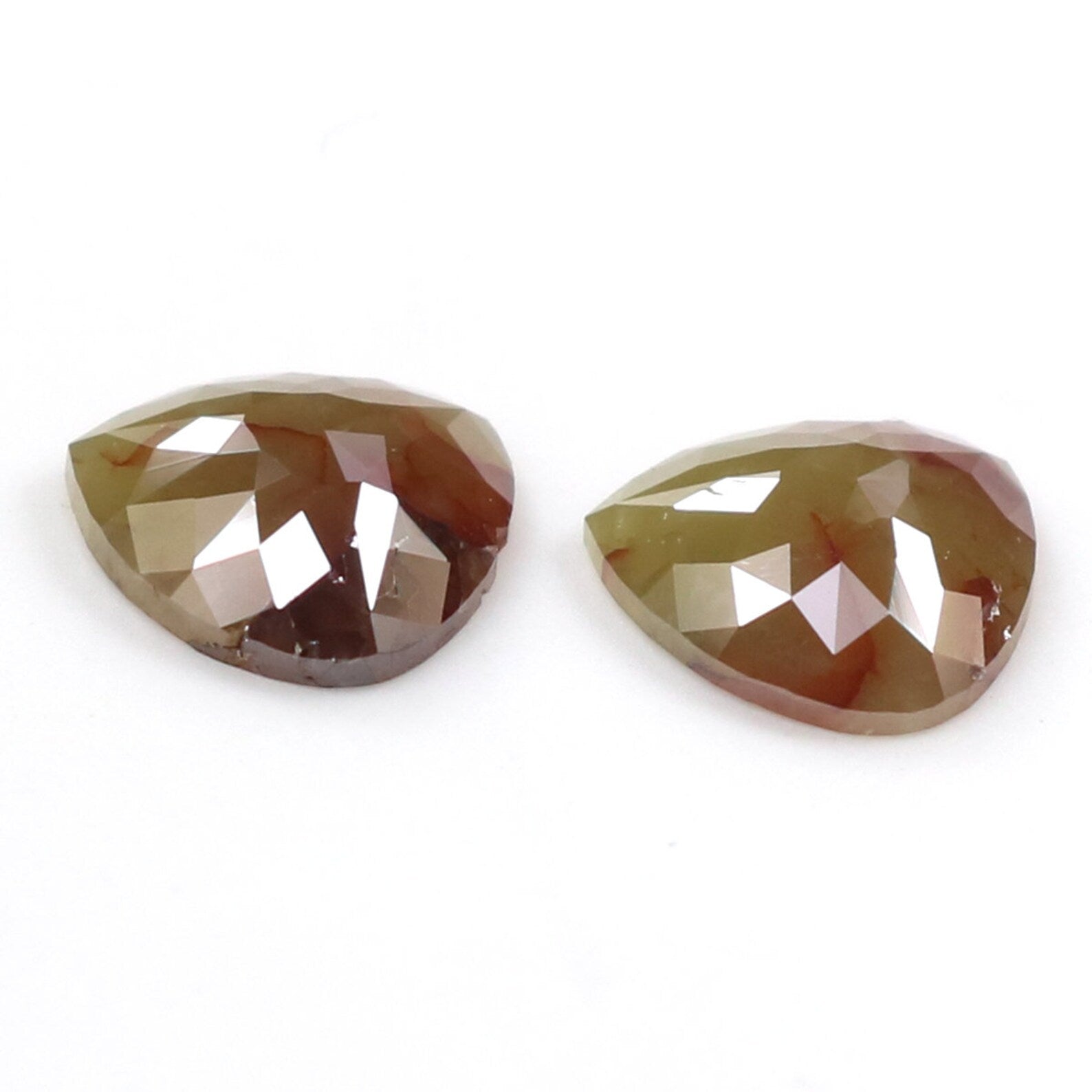 1.85 CT Natural Loose Pear Shape Pair Diamond Brown Green Color Pear Pair Diamond 7.10 MM Natural Loose Pear Pair Rose Cut Diamond KDN6993