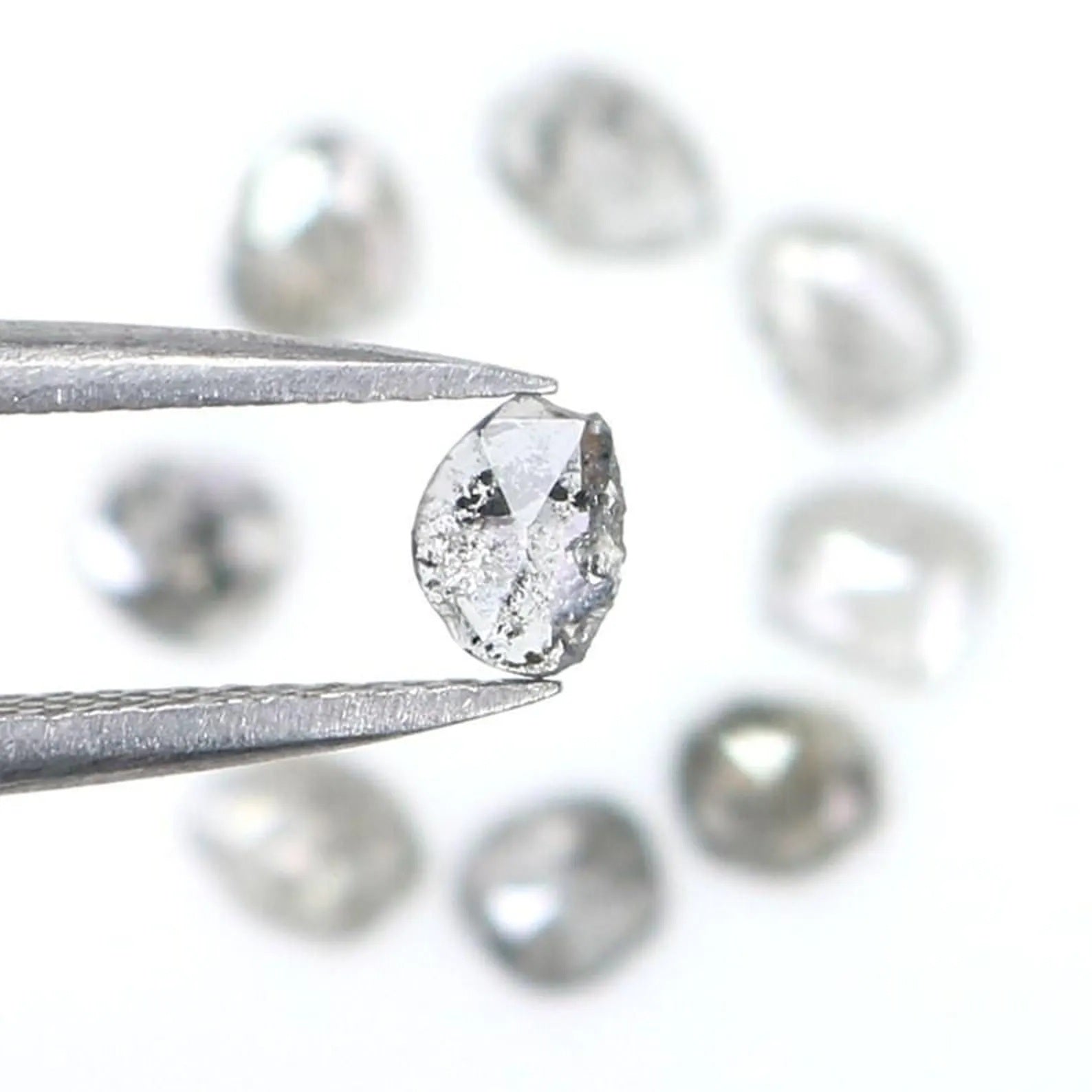 0.97 CT Natural Loose Slice Shape Diamond Salt And Pepper Slice Cut Diamond 4.15 MM Natural Black Grey Color Slice Rose Cut Diamond NQ2133