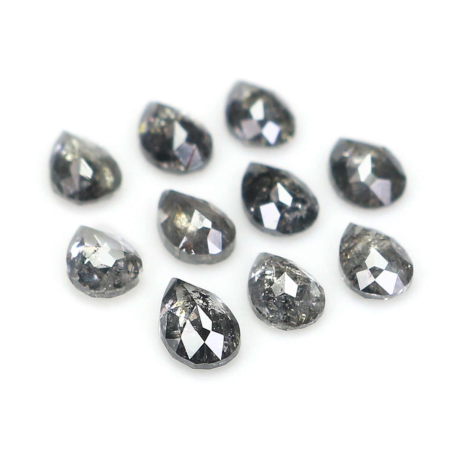 1.19 CT Natural Loose Pear Shape Diamond Salt And Pepper Pear Diamond 3.55 MM Natural Loose Black Grey Color Pear Rose Cut Diamond QL1294