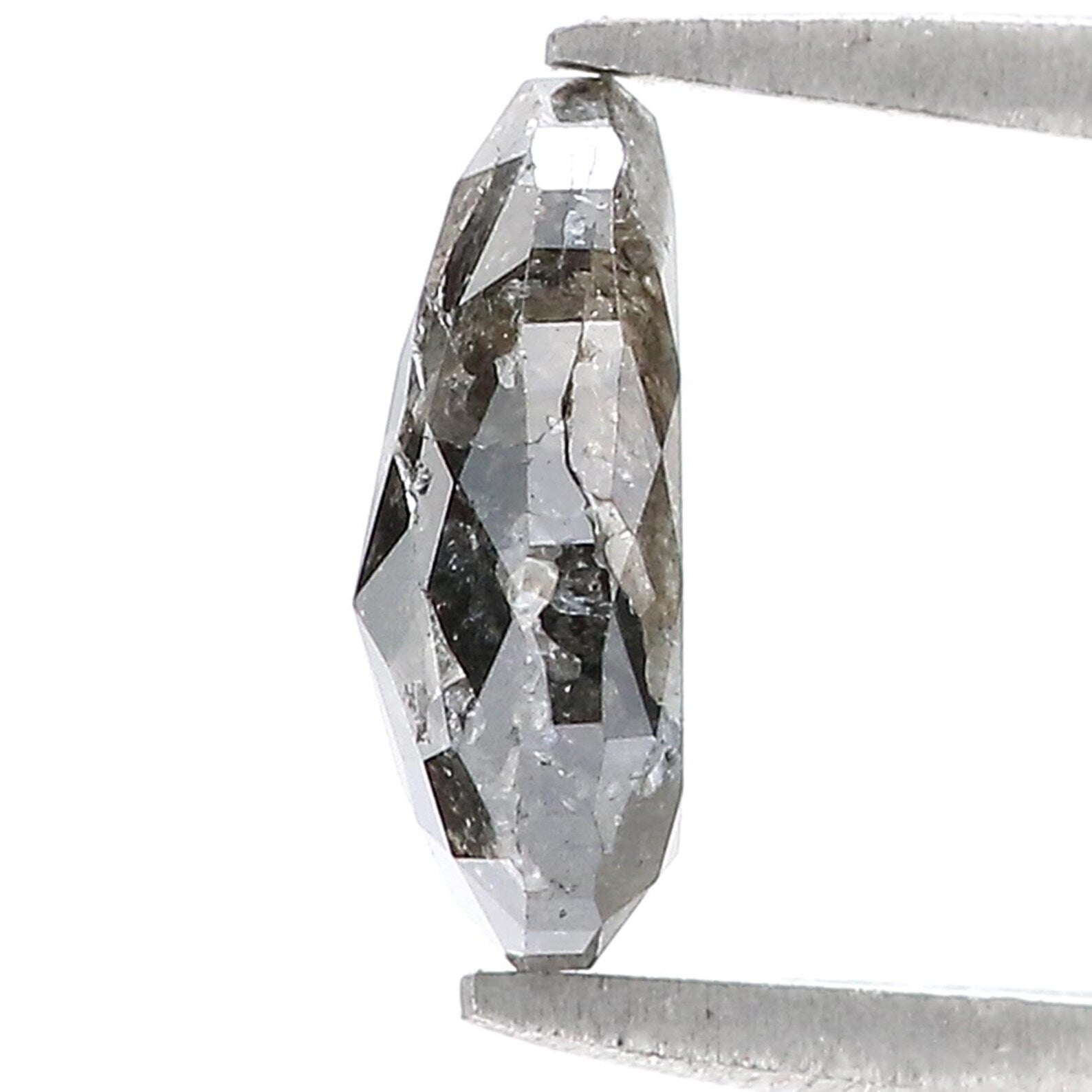 1.95 CT Natural Loose Pear Shape Diamond Salt And Pepper Pear Diamond 9.70 MM Natural Diamond Black Grey Color Pear Rose Cut Diamond N7666