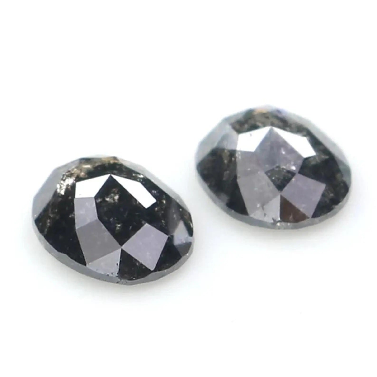 0.52 Ct Natural Loose Oval Shape Pair Diamond Salt And Pepper Oval Cut Diamond 4.70 MM Natural Black Gray Color Oval Rose Cut Diamond NQ2304