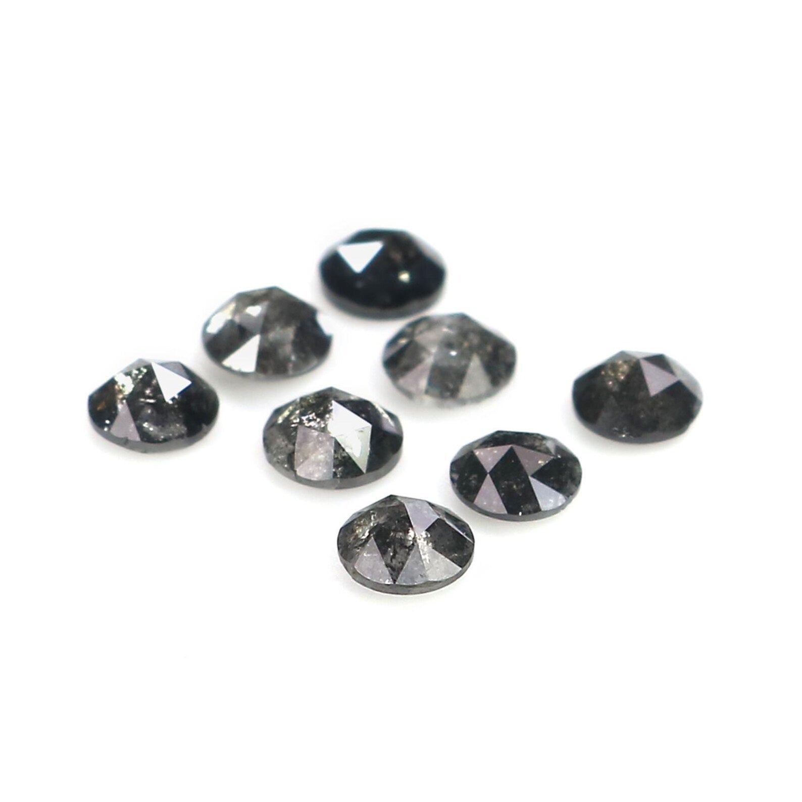 1.16 Ct Natural Loose Round Rose Cut Diamond Salt And Pepper Round Diamond 3.20 MM Natural Black Grey Color Round Rose Cut Diamond NQ1794