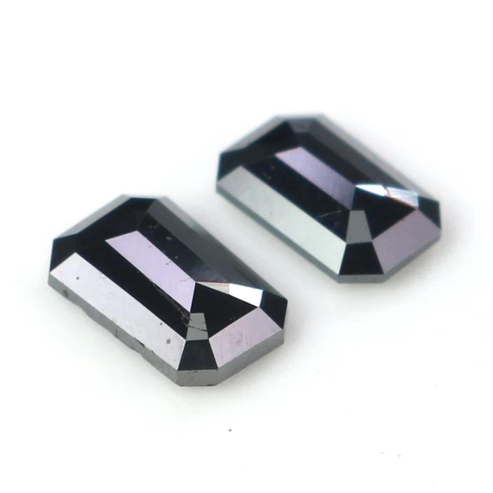 0.74 CT Natural Loose Emerald Shape Pair Diamond Black Color Emerald Diamond 5.75 MM Natural Black Color Emerald Rose Cut Diamond NQB2265