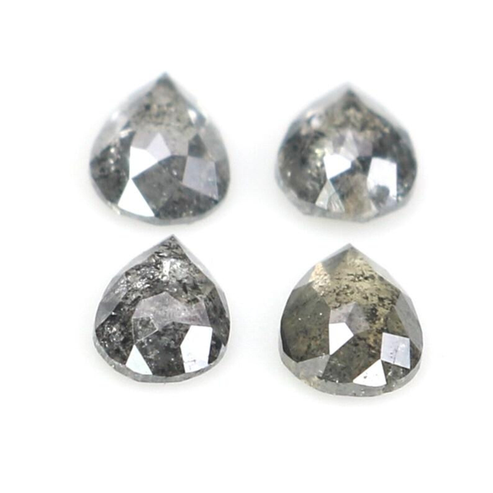 0.50 CT Natural Loose Pear Shape Diamond Salt And Pepper Pear Diamond 4.30 MM Natural Loose Black Grey Color Pear Rose Cut Diamond NQ2412