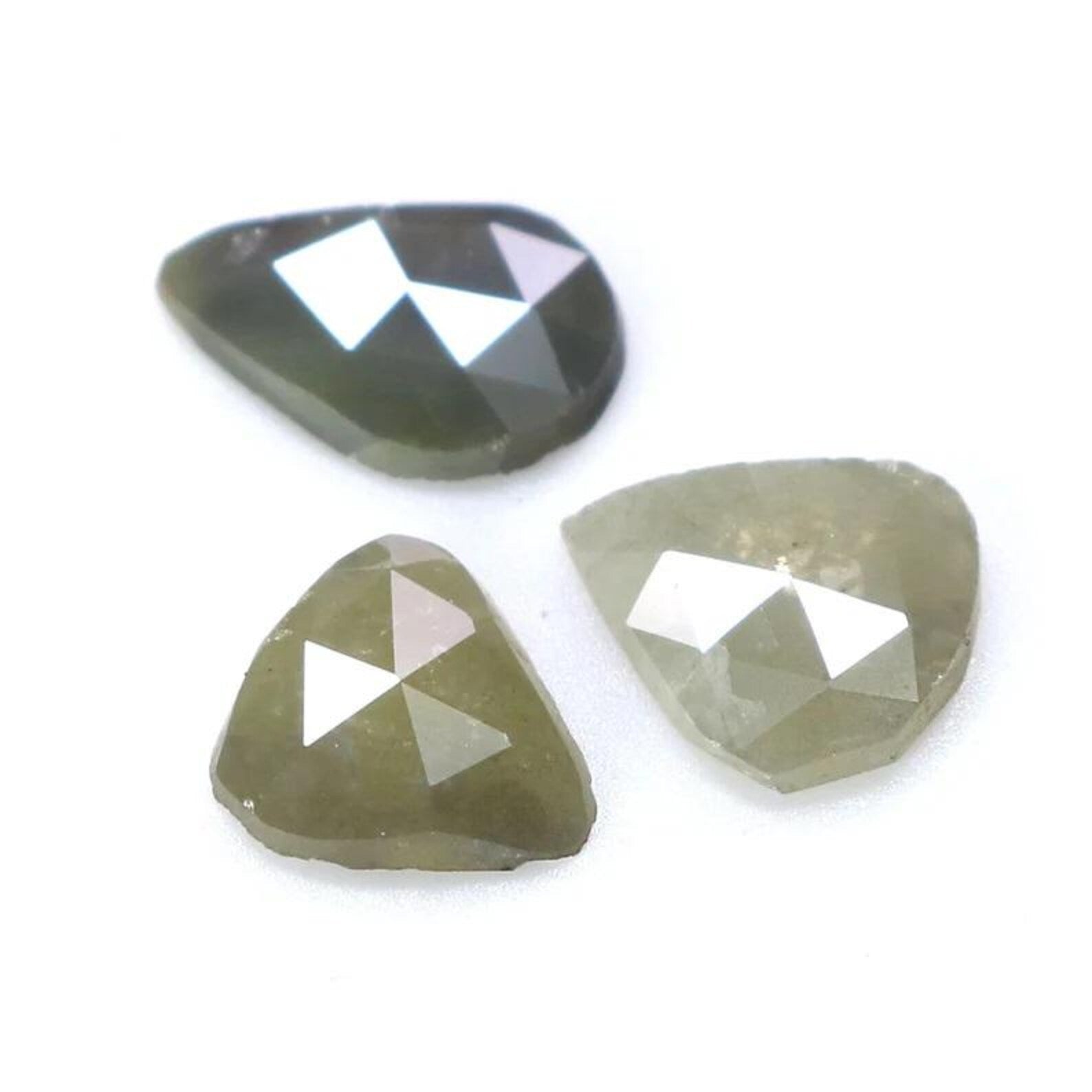 1.16 CT Natural Loose Slice Shape Diamond Yellow Color Irregular Cut Diamond 6.45 MM Natural Diamond Grey Color Slice Rose Cut Diamond NQ616