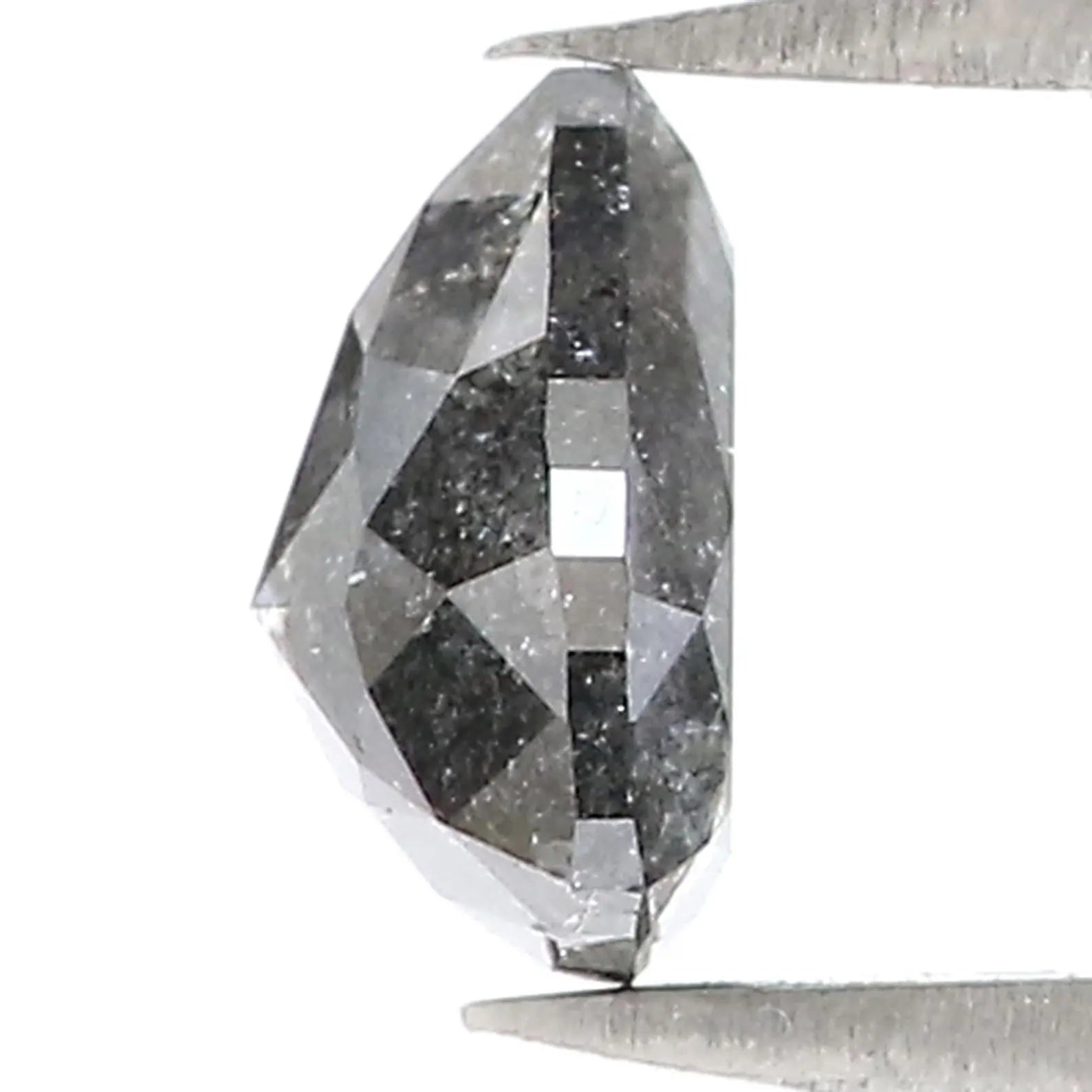 1.27 Ct Natural Loose Diamond Triangle Shape Diamond Salt And Pepper Diamond 7.00 MM Natural Black Grey Triangle Rose Cut Diamond QN9661