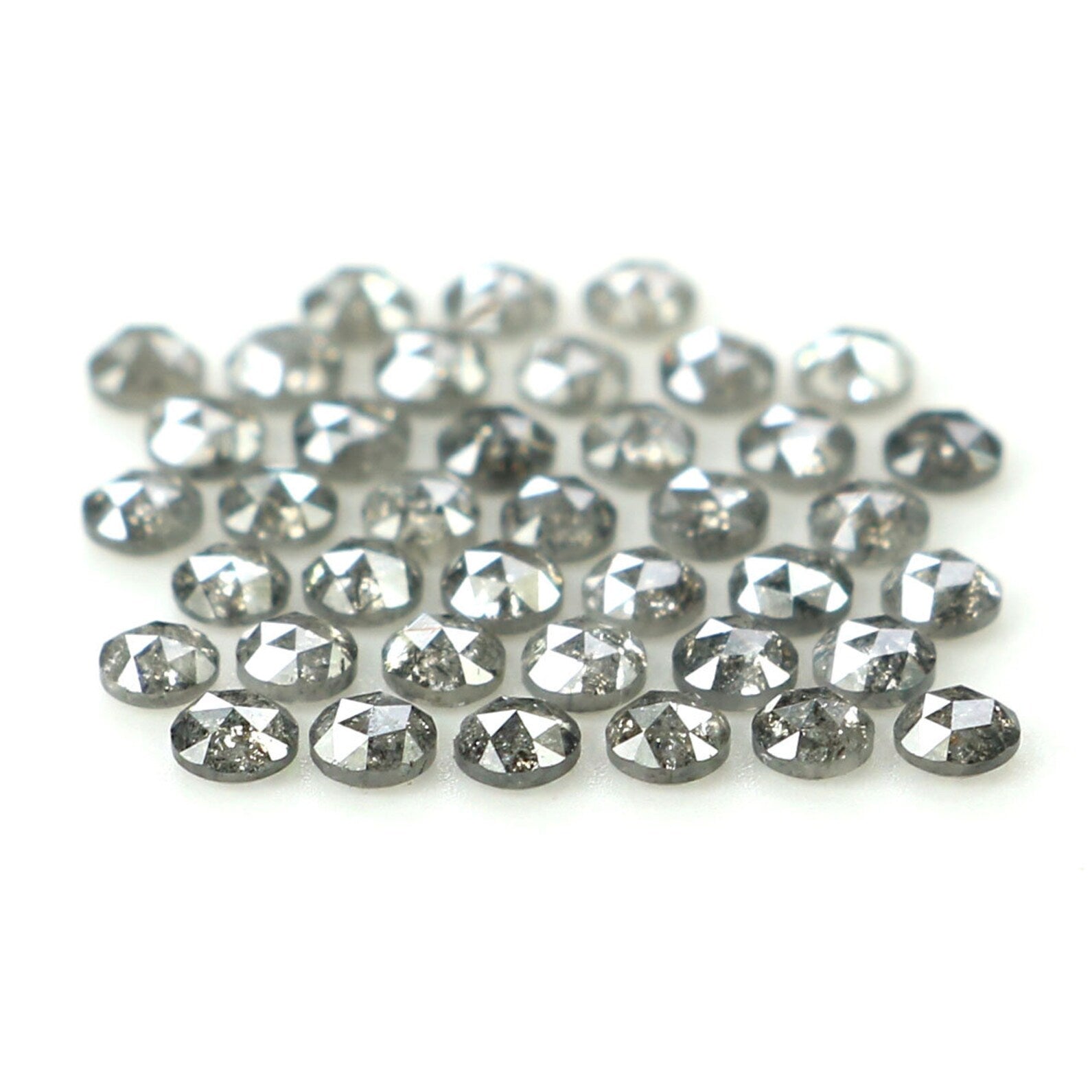 1.02 CT Natural Loose Rose Cut Diamond Salt And Pepper Diamond Black Grey Color 1.70 MM Natural Loose Round Rose Cut Shape Diamond N1561