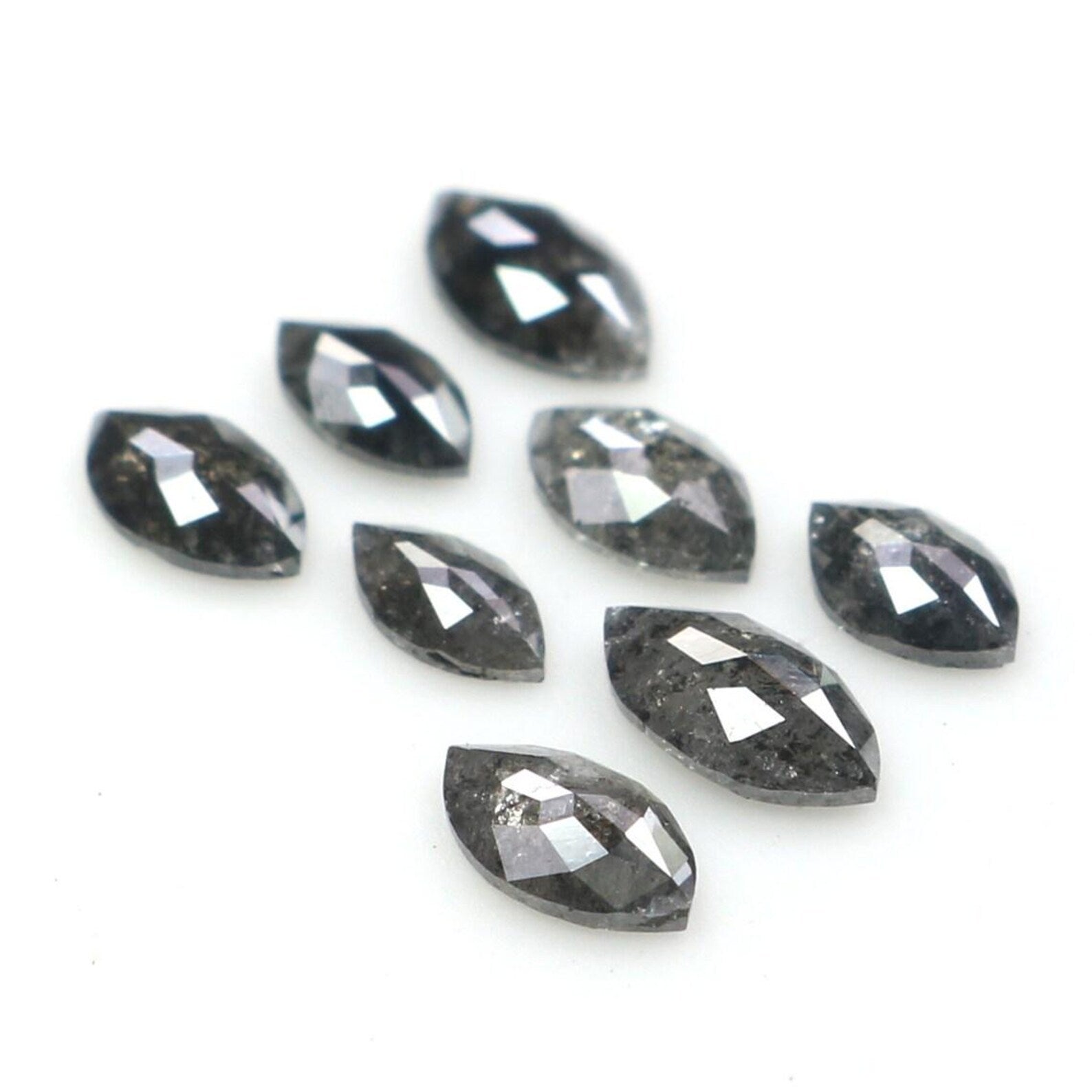 0.71 CT Natural Loose Marquise Shape Diamond Salt And Pepper Marquise Diamond 4.80 MM Natural Black Grey Marquise Rose Cut Diamond NQ2272