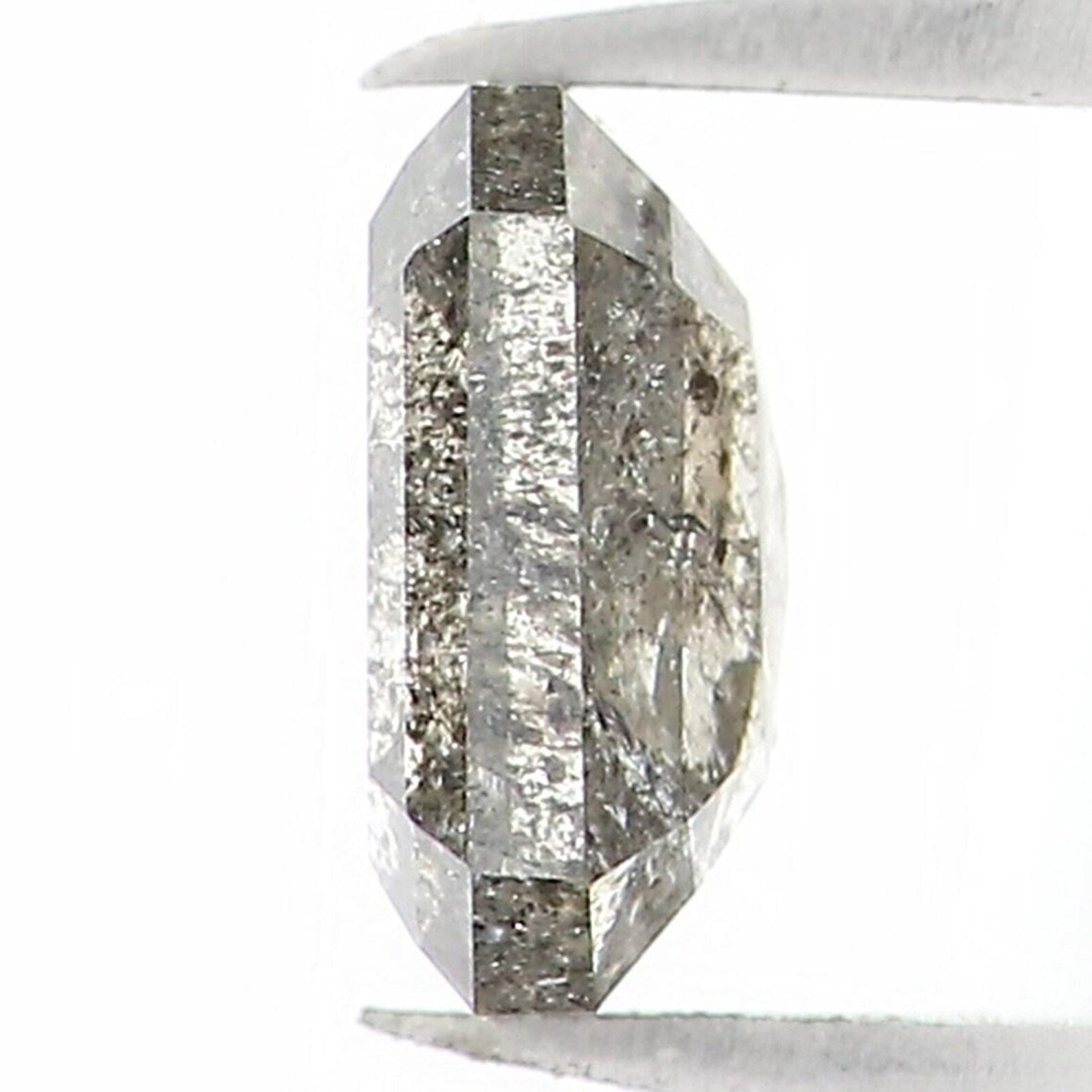 0.39 CT Natural Loose Emerald Shape Diamond Salt And Pepper Emerald Diamond 4.70 MM Natural Black Grey Color Emerald Rose Cut Diamond NQ1510