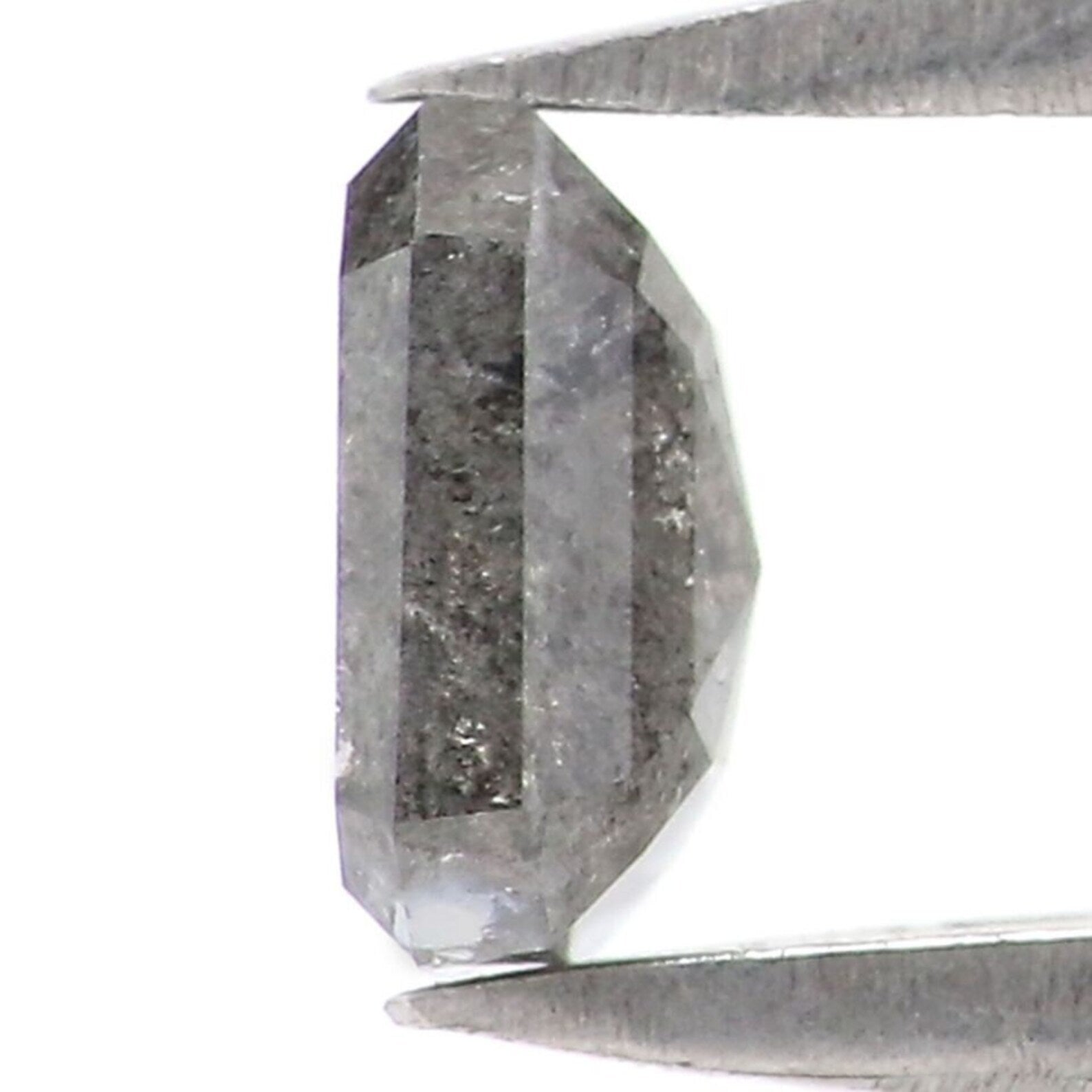 0.41 CT Natural Loose Emerald Shape Diamond Salt And Pepper Emerald Cut Diamond 4.80 MM Black Grey Color Emerald Rose Cut Diamond NQ7208