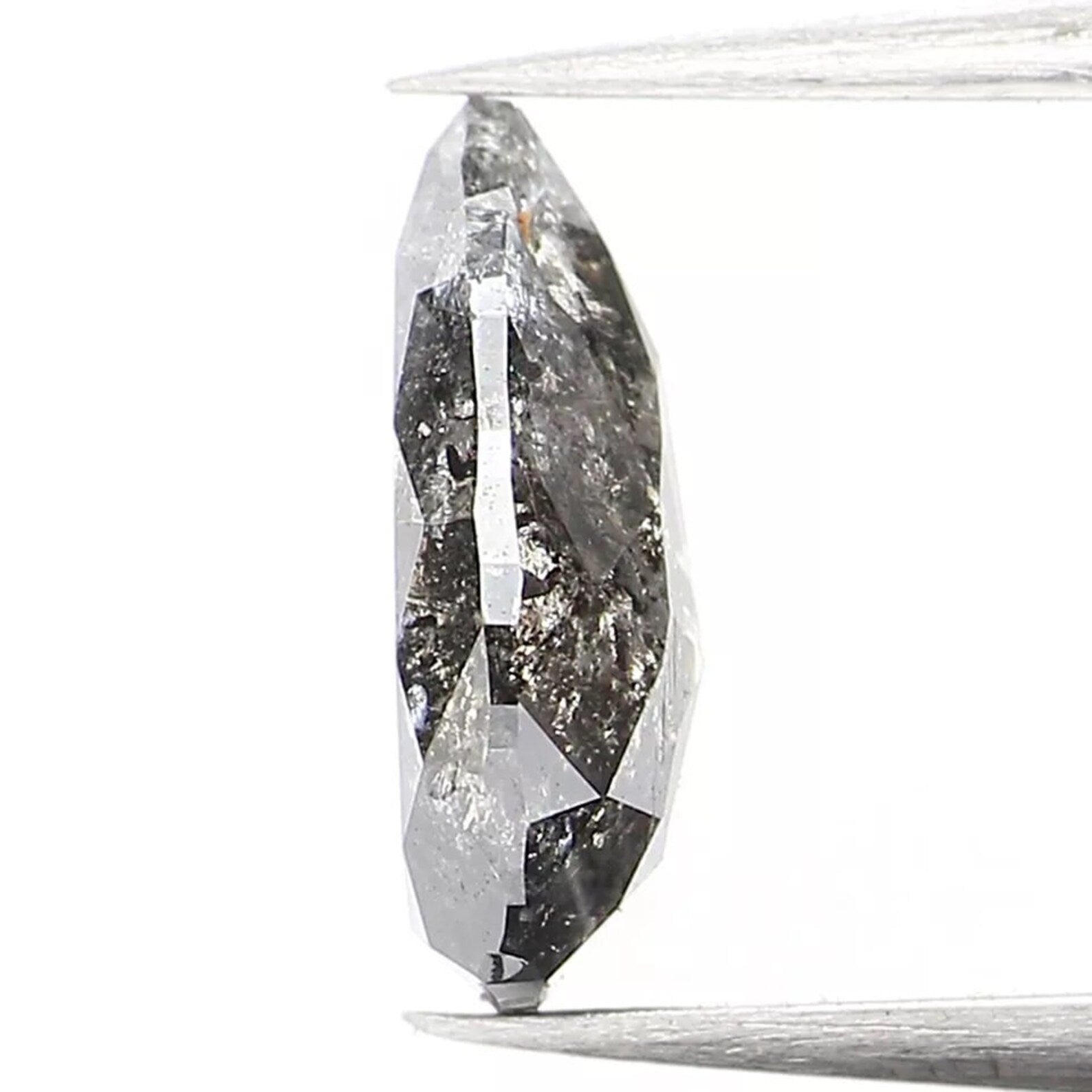 0.86 CT Natural Loose Pear Shape Diamond Salt And Pepper Diamond 8.00 MM Natural Loose Diamond Black Grey Color Pear Rose Cut Diamond QN1434