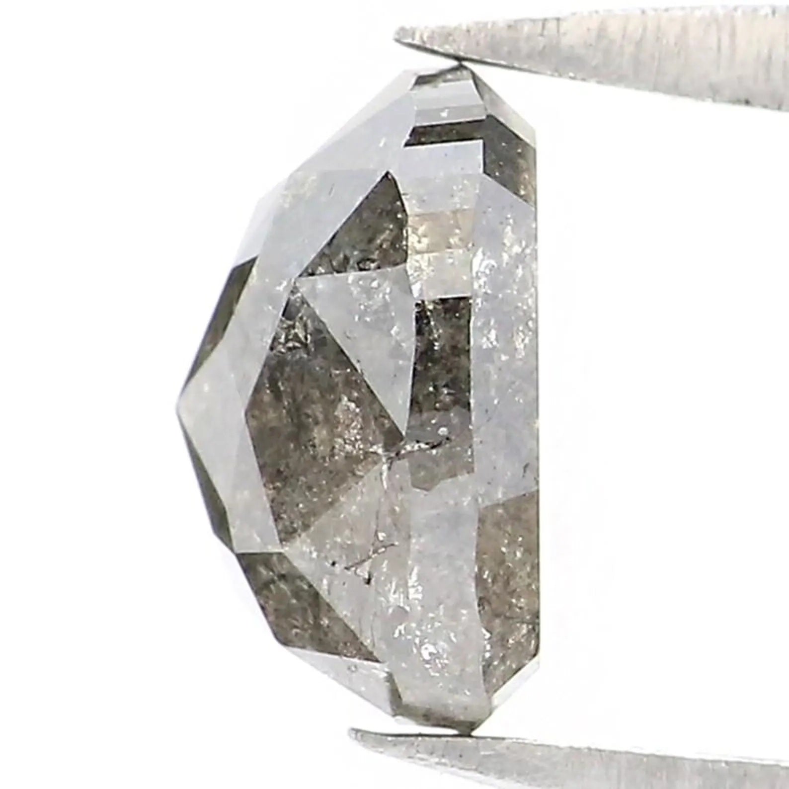 1.36 CT Natural Loose Cushion Shape Diamond Salt And Pepper Cushion Diamond 7.00 MM Natural Black Grey Color Cushion Rose Cut Diamond NQ9535