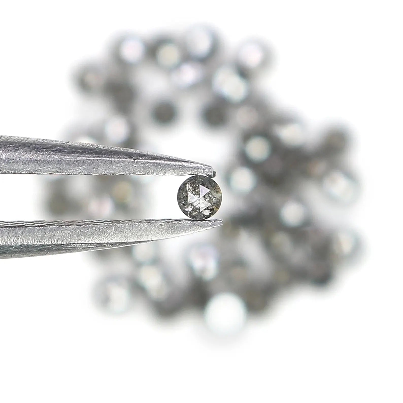 1.26 CT Natural Loose Round Shape Diamond Salt And Pepper Round Diamond 1.70 MM Natural Loose Black Grey Color Round Rose Cut Diamond NQ1789