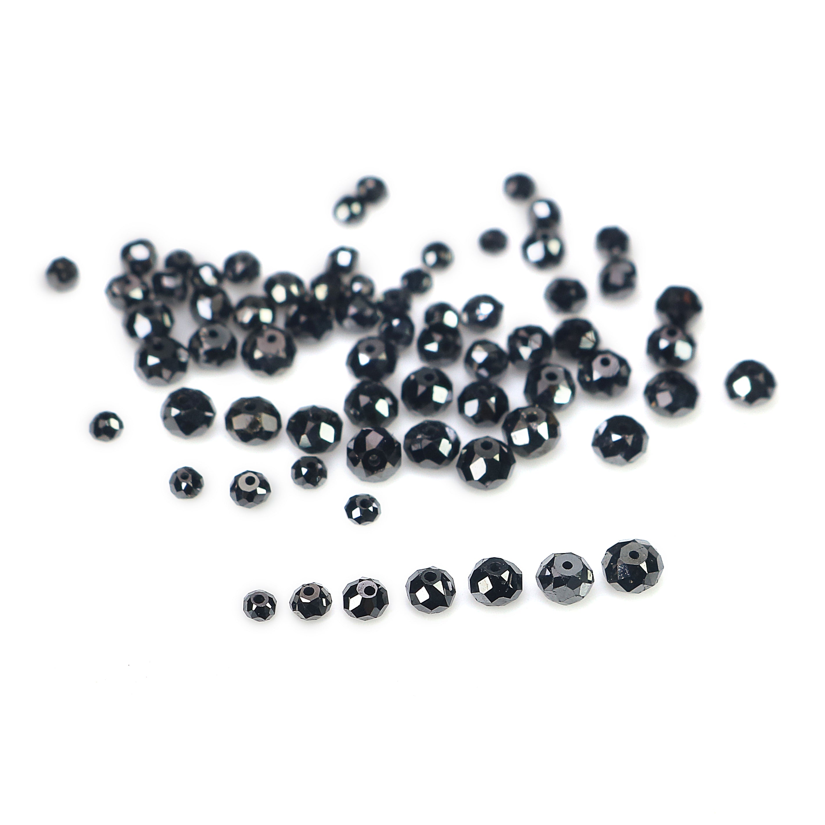 Natural Loose Bead Shape Diamond 1.50 to 3.10 MM Natural Black Color Bead Diamond 20 PCS Lot Round Bead Cut Diamond Q157