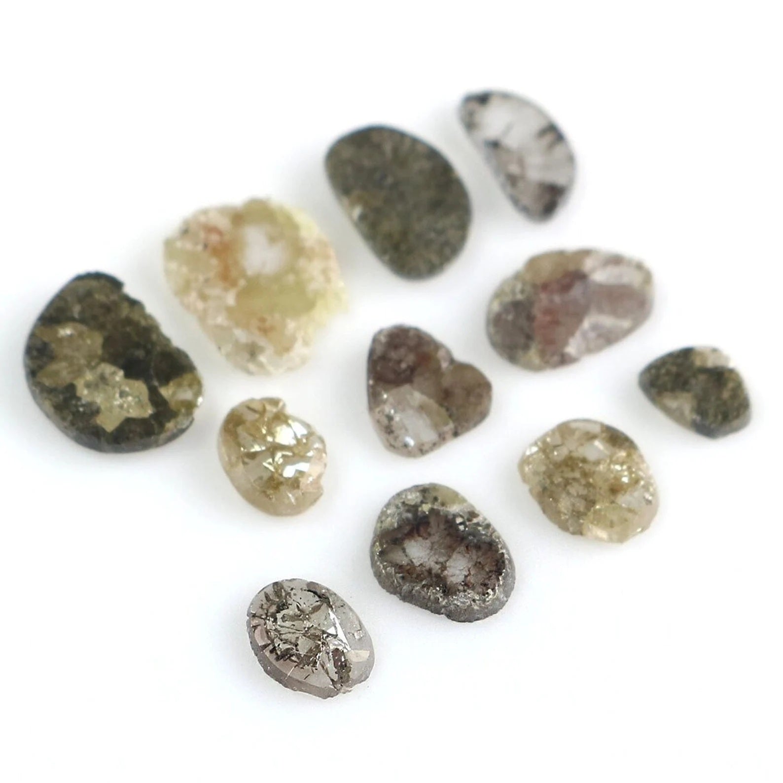 2.70 CT Natural Loose Slice Cut Diamond Salt And Pepper Slice Diamond 4.10 MM Natural Black Grey Color Diamond Slice Rose Cut Diamond NQ2092