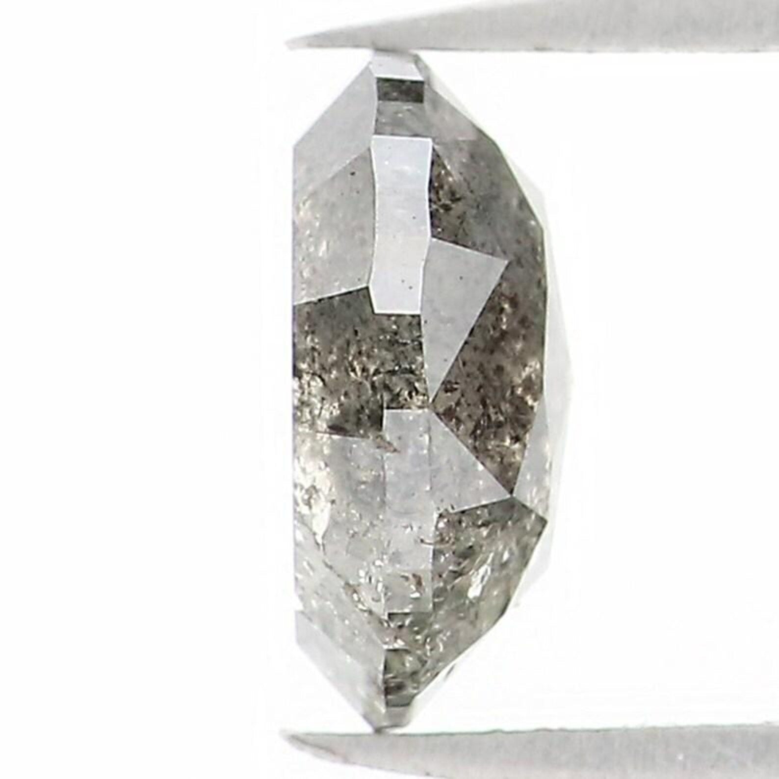 0.63 Ct Natural Loose Oval Shape Diamond Salt And Pepper Oval Cut Diamond 6.00 MM Natural Black Grey Color Oval Rose Cut Diamond NQ1529