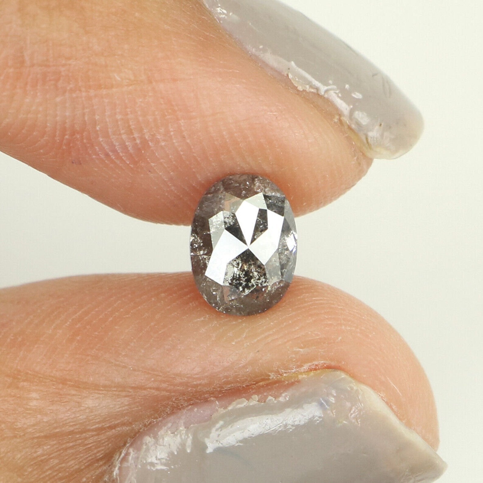 0.88 CT Natural Loose Oval Shape Diamond Salt And Pepper Oval Cut Diamond 6.60 MM Natural Loose Diamond Oval Shape Rose Cut Diamond QN941