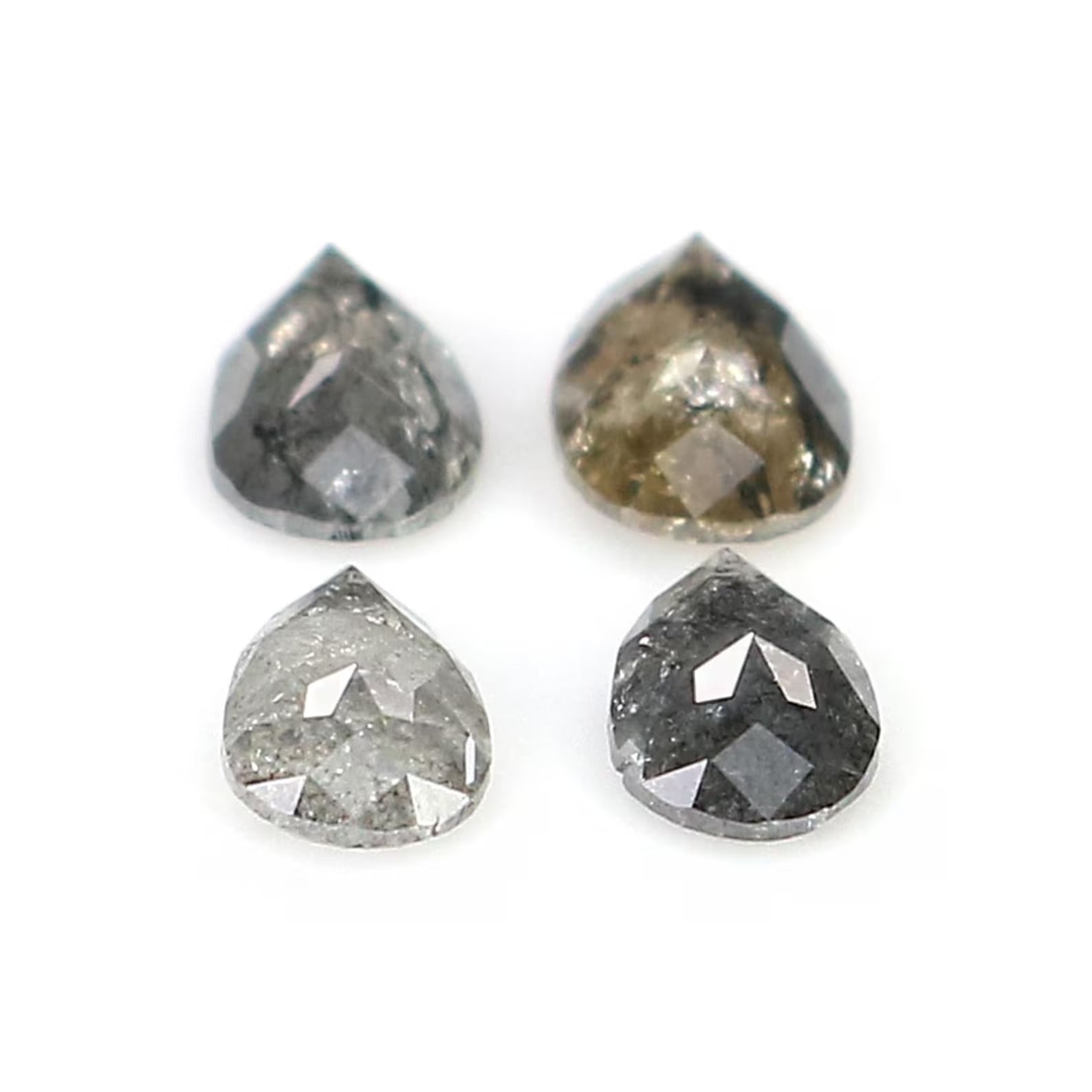 0.66 CT Natural Loose Pear Shape Diamond Salt And Pepper Pear Diamond 4.95 MM Natural Loose Black Grey Color Pear Rose Cut Diamond NQ2268