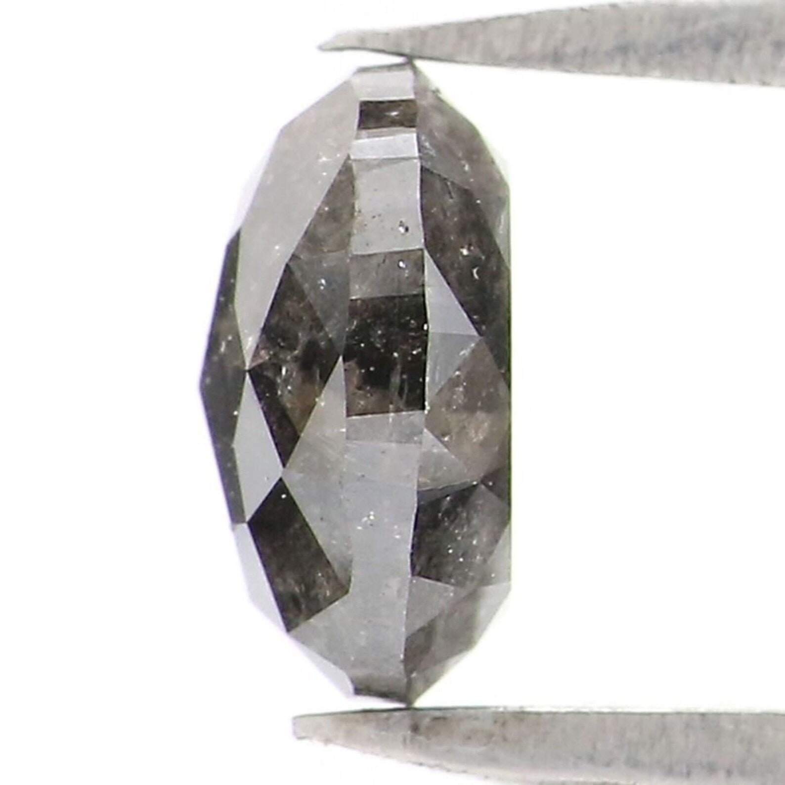 1.12 Ct Natural Loose Oval Shape Diamond Salt And Pepper Oval Diamond 6.60 MM Natural Black Grey Color Oval Rose Cut Diamond QN2360