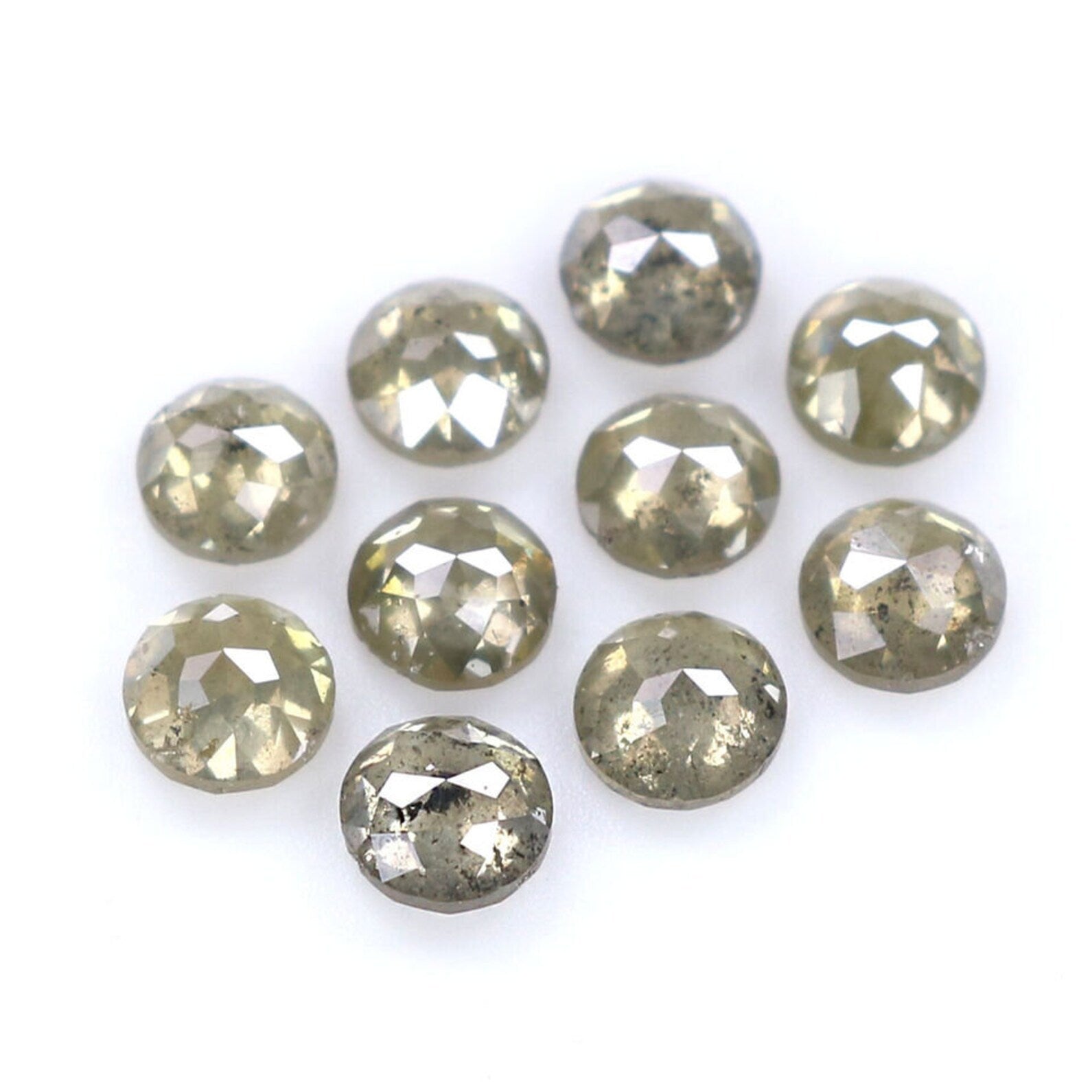 1.43 CT Natural Loose Rose Cut Diamond Grey Green Color Round Diamond 3.00 MM Natural Loose Grey Green Round Rose Cut Shape Diamond NQ409